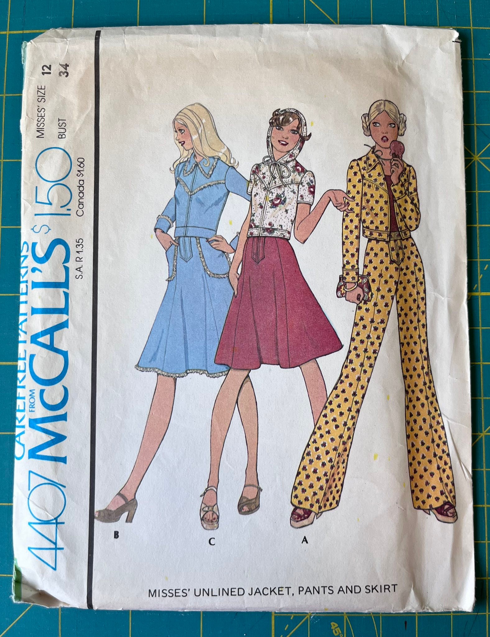 Vintage McCalls sewing pattern for jacket and skirt