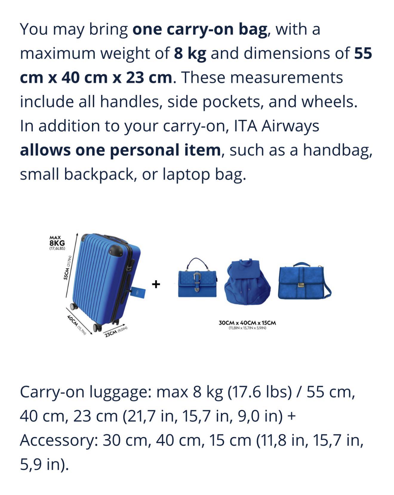 Are Air ITA measuring personal item size?