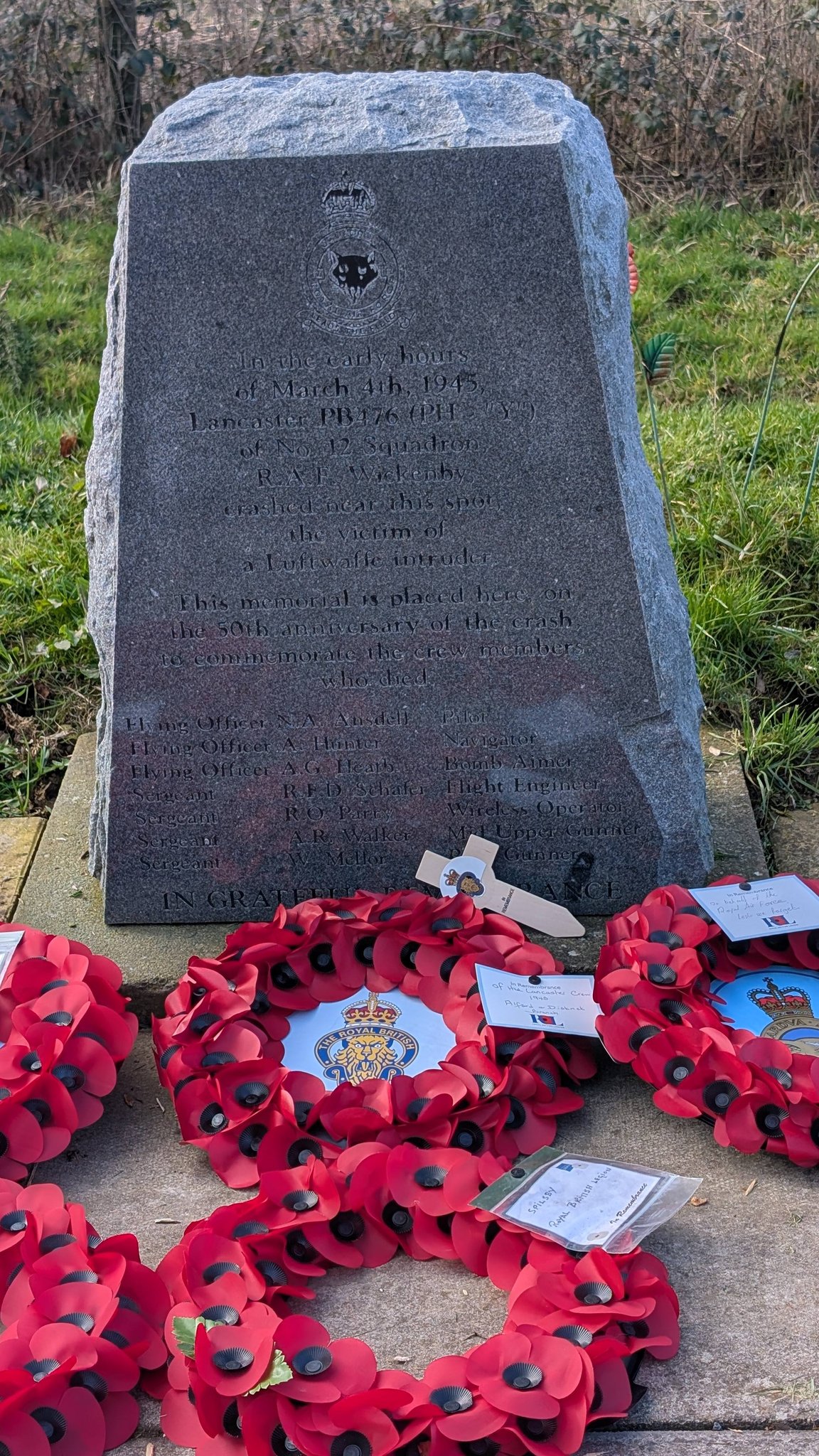 Lancaster (PB476) Crash Memorial at Ulceby Cross, Lincolnshire.