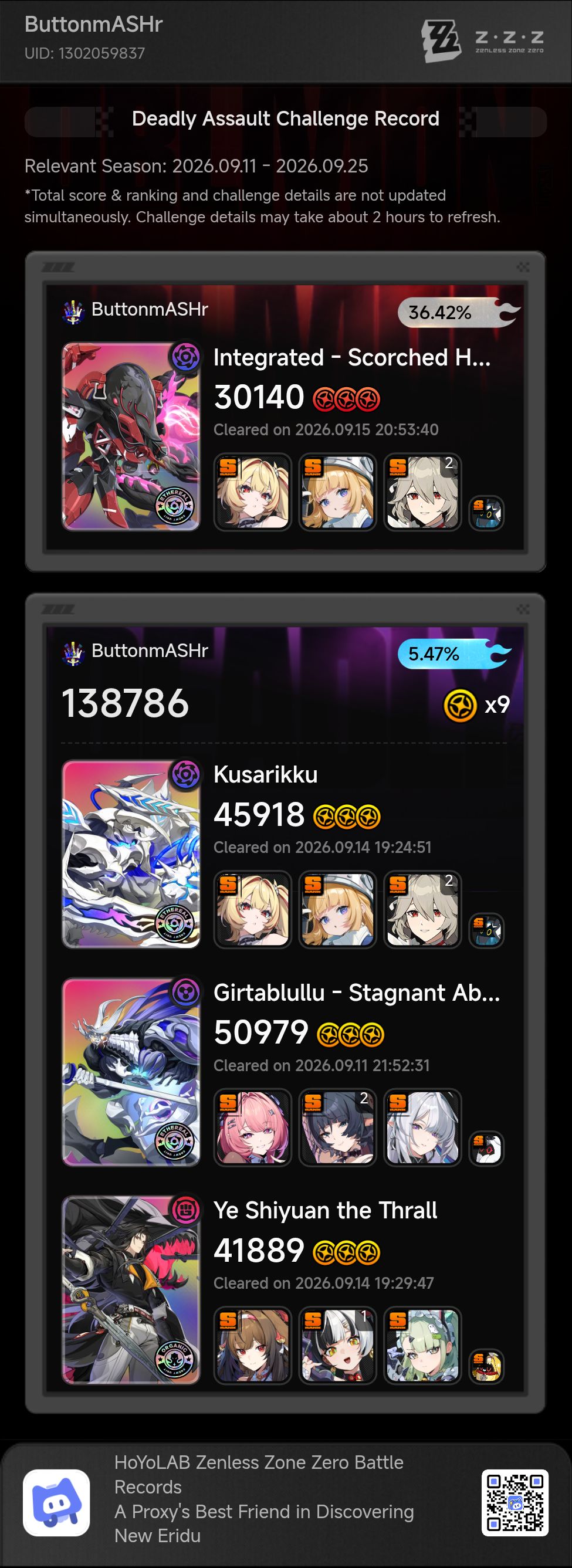 First 3-star clear on Adversity stage in Zenless Zone Zero's