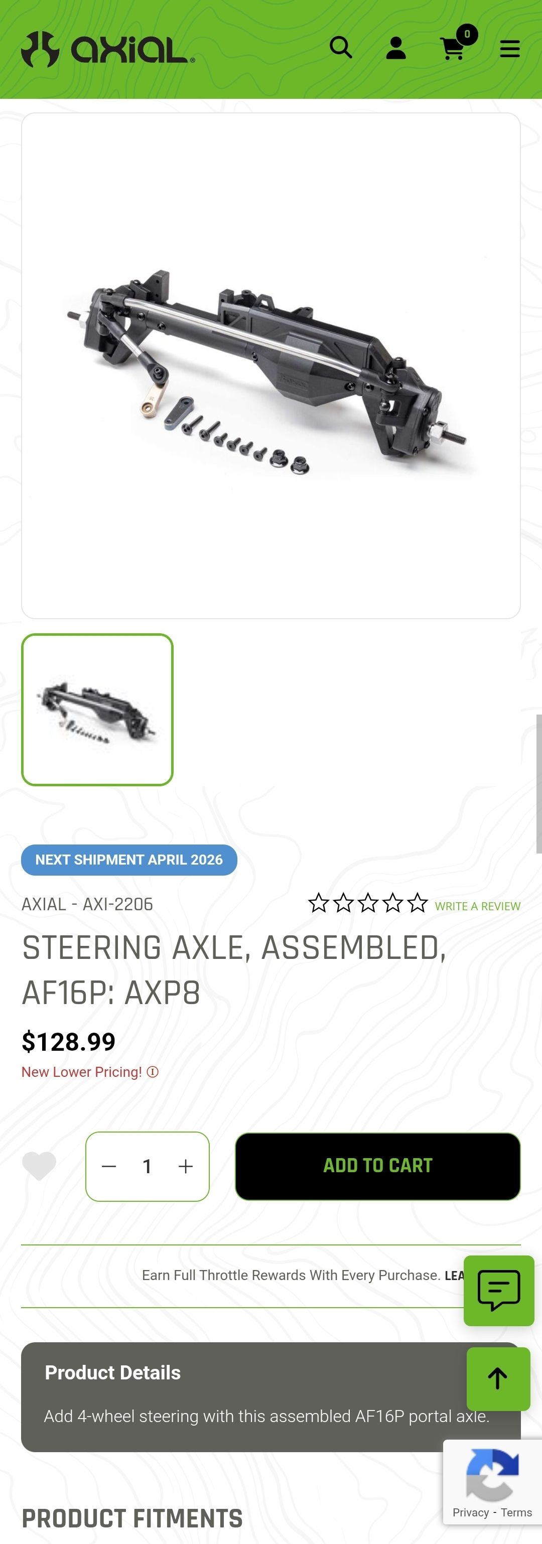 Axial AXI-2206 Steering Axle, Assembled, AF16P: AXP8 | günstig online kaufen bei