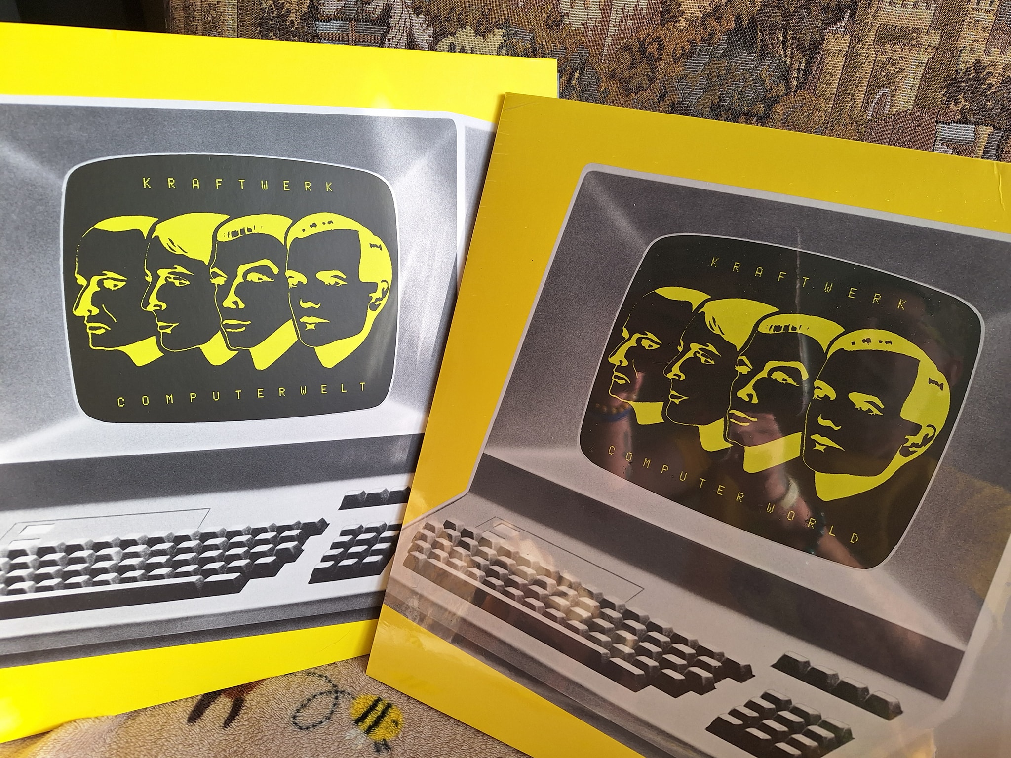 Listening to Kraftwerk's Computer World on yellow vinyl