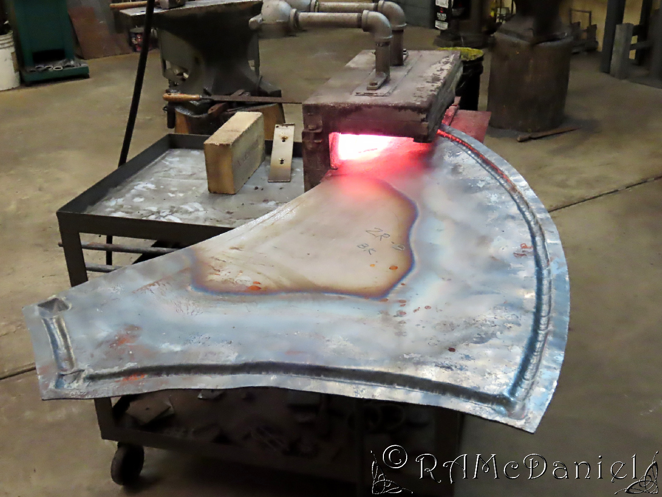Randy - This old clam shell gas forge was perfect for heating the sheet ...
