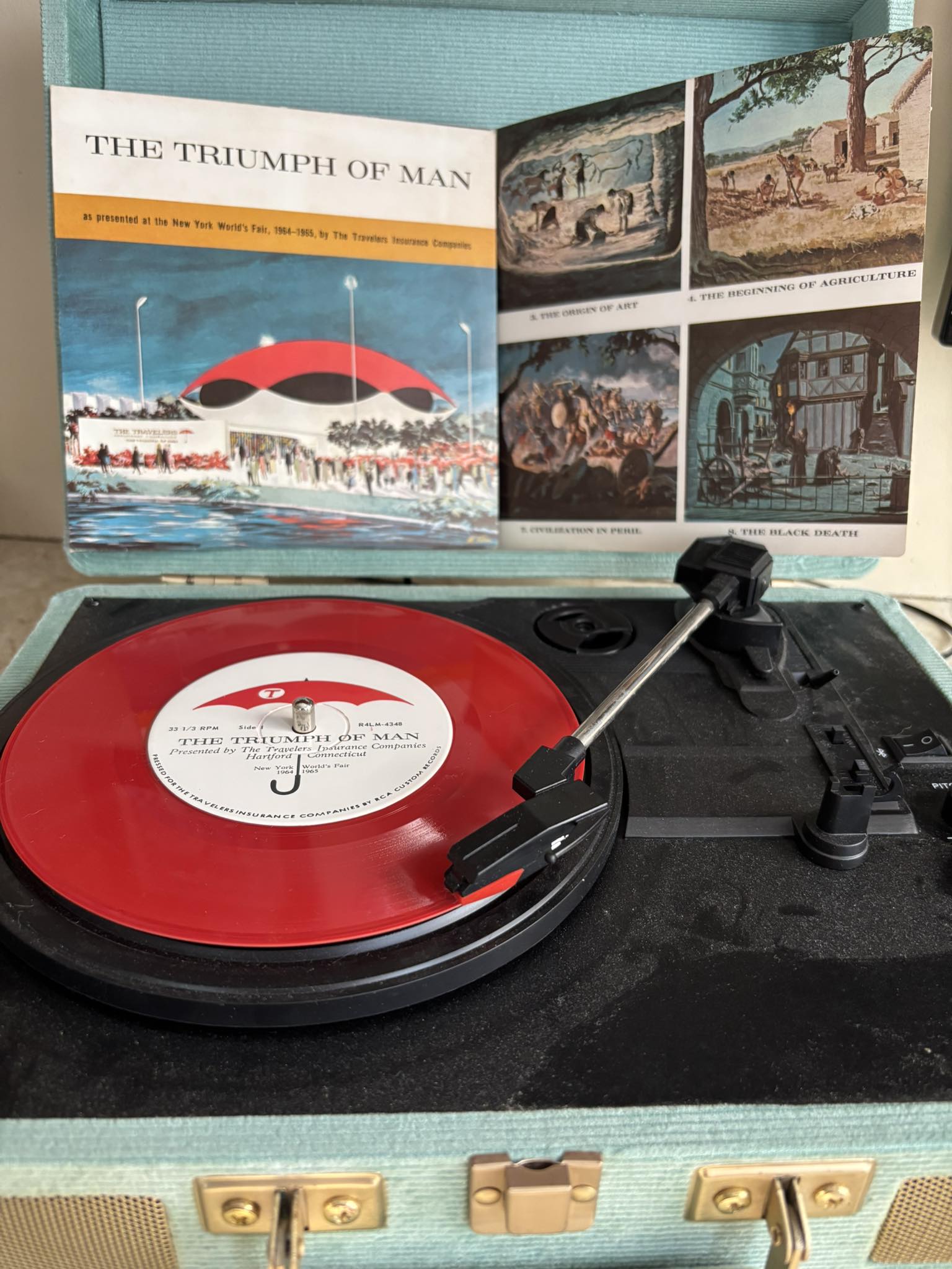 1964 NY World's Fair red vinyl from Travelers Insurance