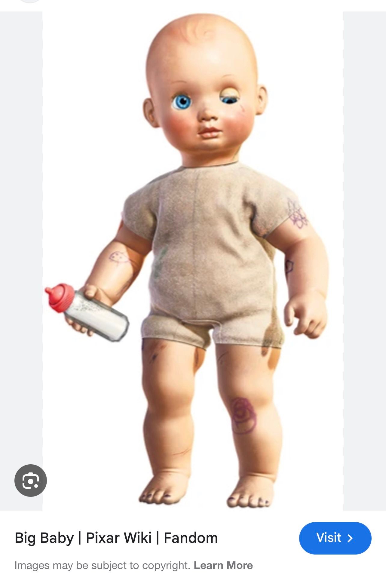 American Girl Bitty Baby doll's resemblance to Pixar's Toy Story 3