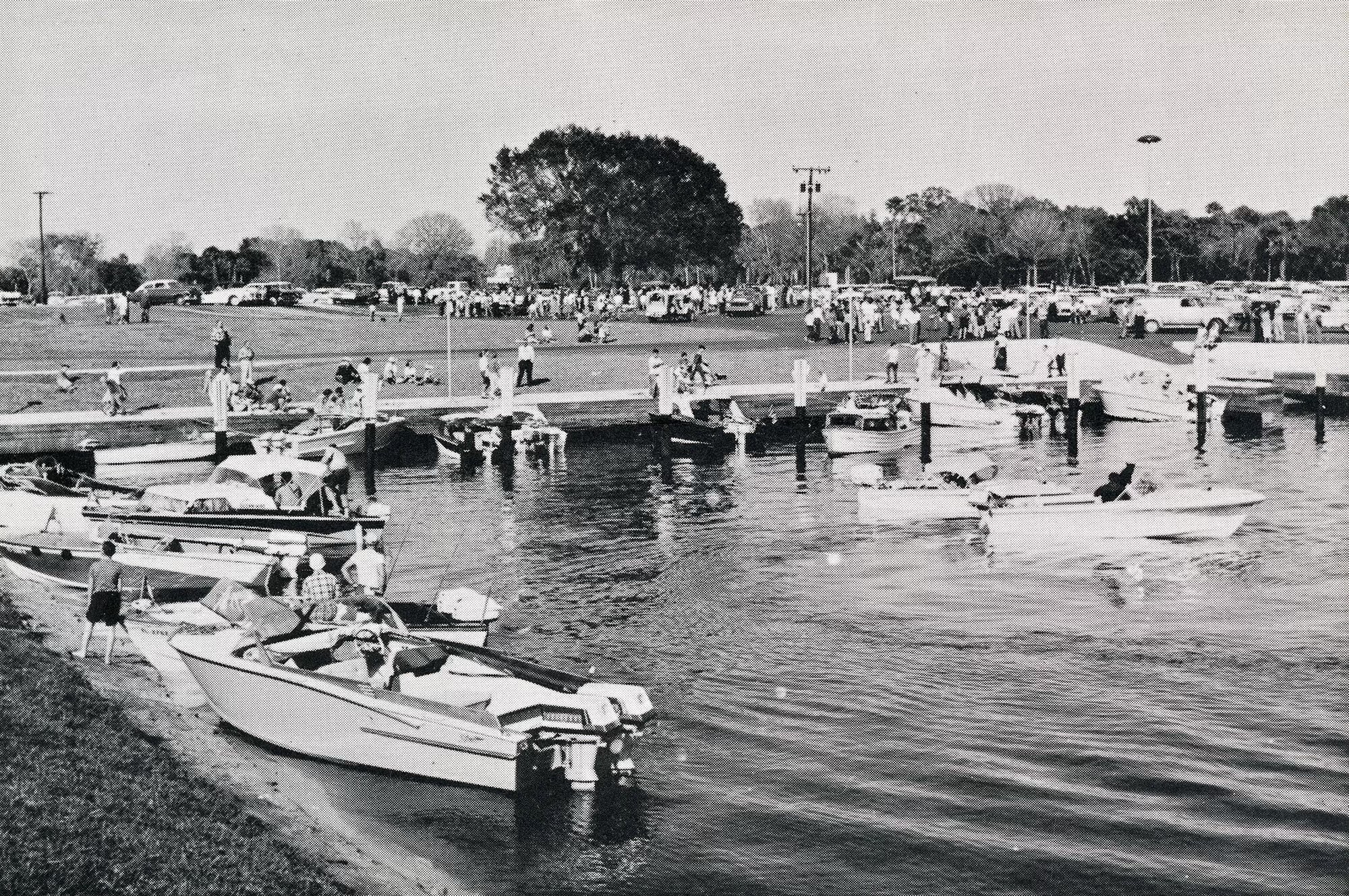 Sunday outing at Indiantown Marina in Florida, 1960