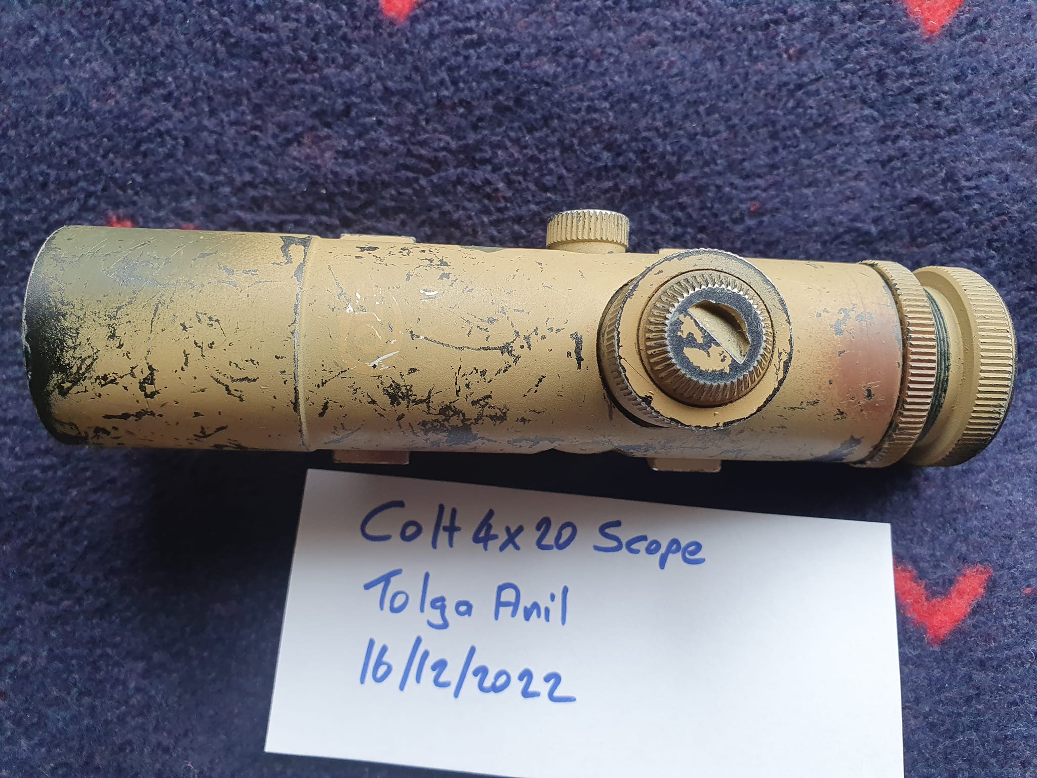 1980's original Colt 3x20 scope with inspection sticker