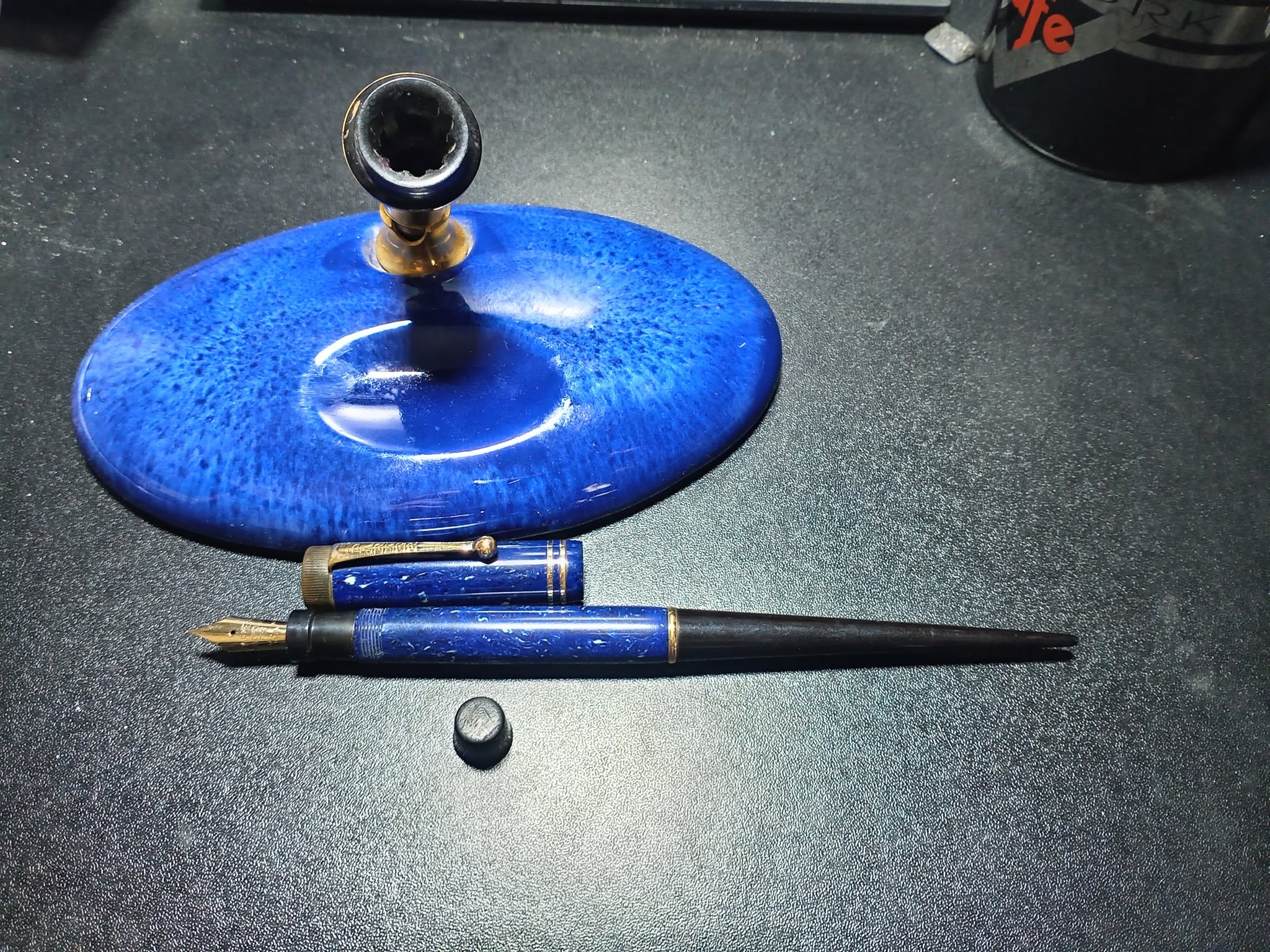 Parker Duofold Junior Flattop in rare Lapis blue on blue