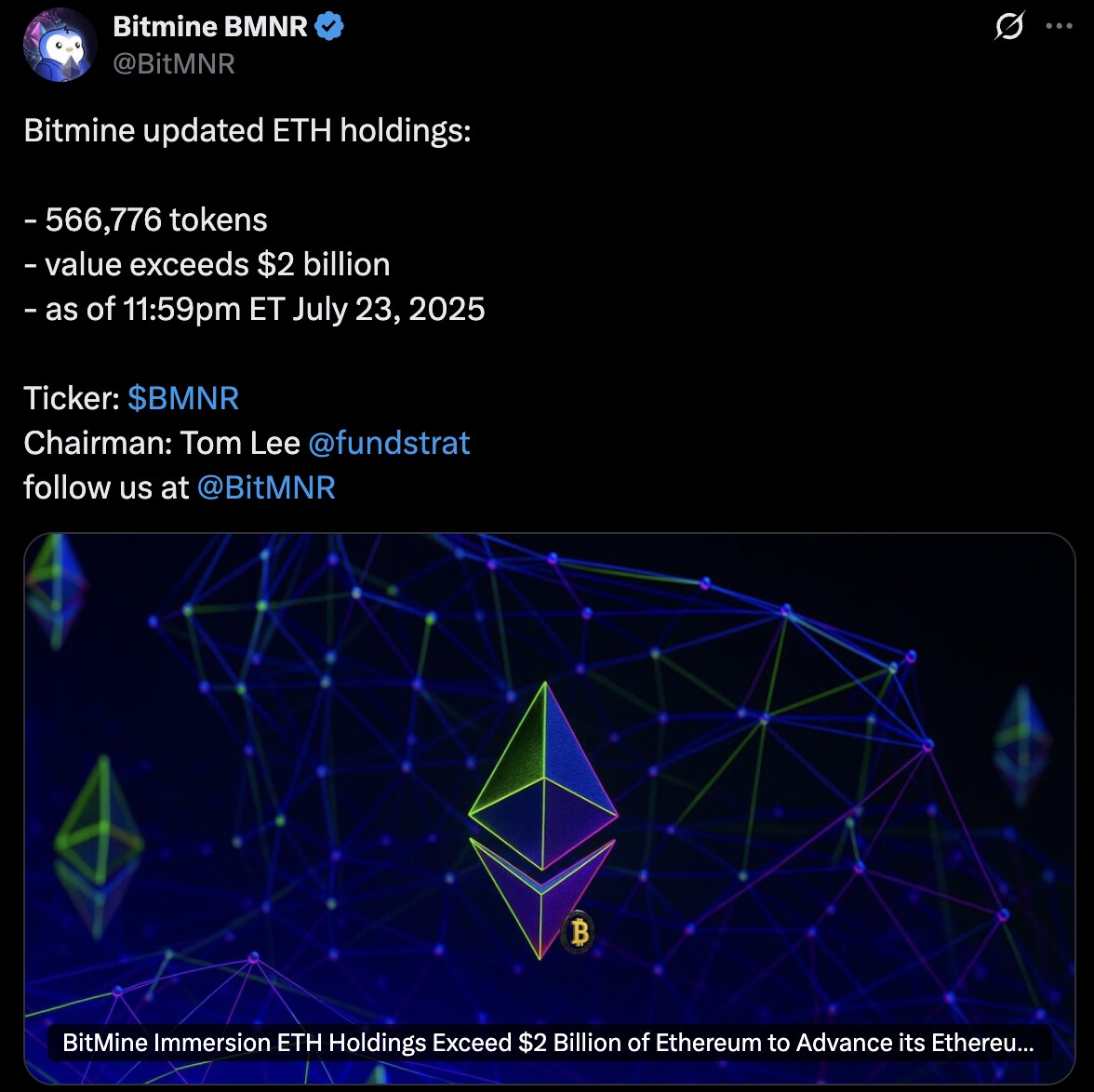 TonHor Palakorn - วันนี้หุ้น BitMine ขึ้นแน่ หลังถือ... | Facebook
