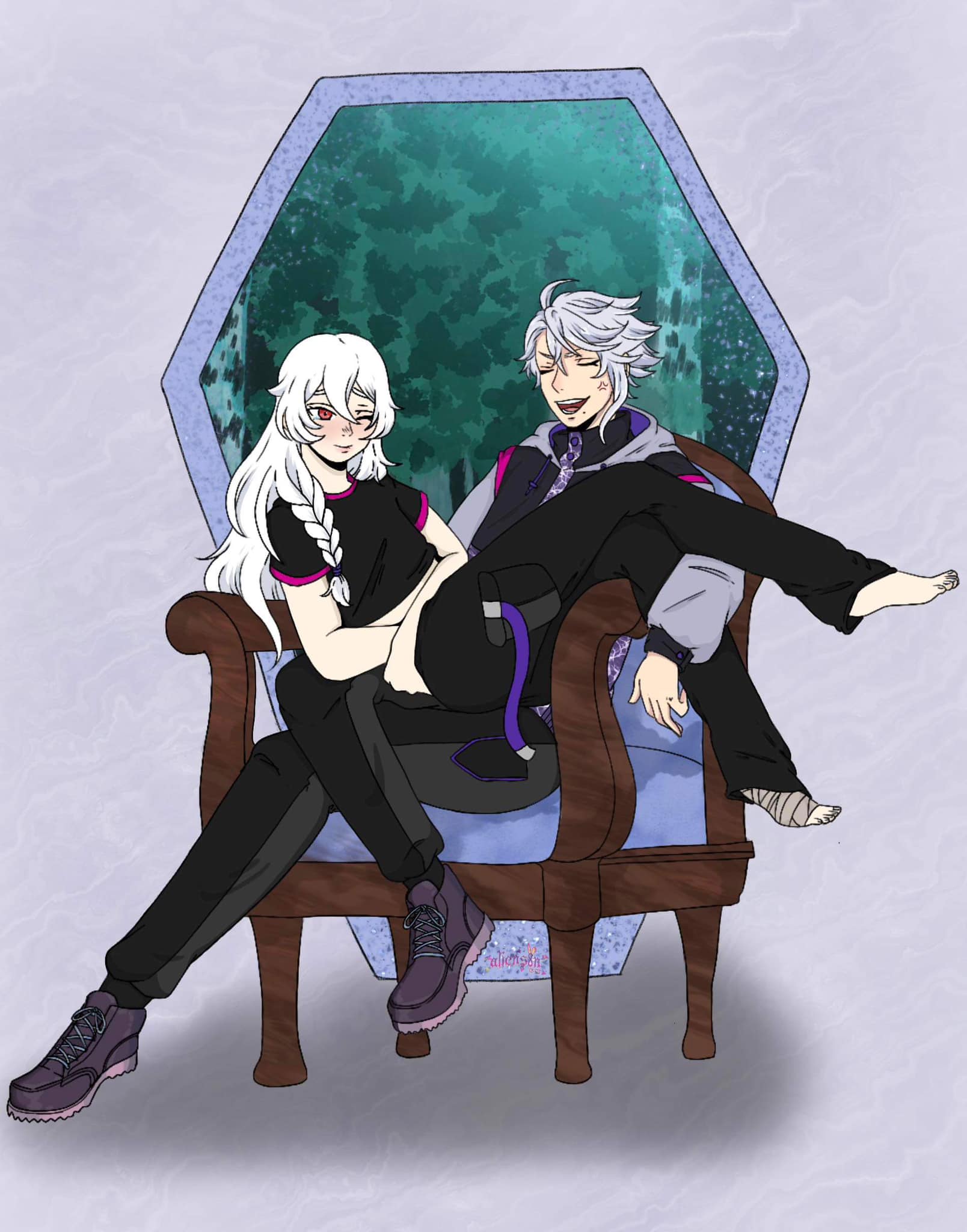 Gray and Azul character artwork