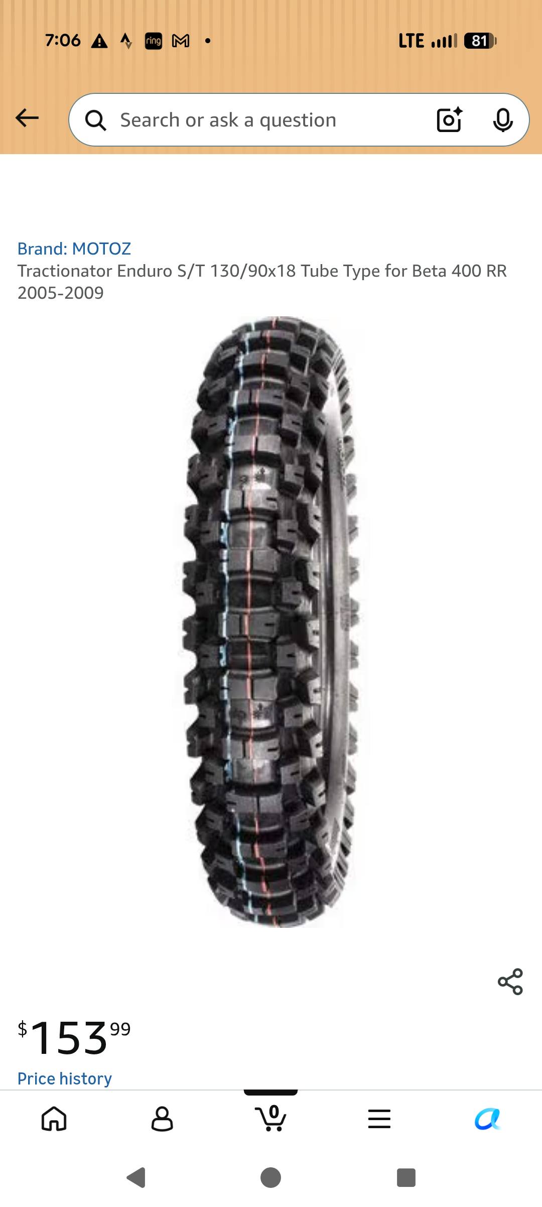 Dunlop D908RR size comparison with Motoz and OEM tires on CFMoto MT-X