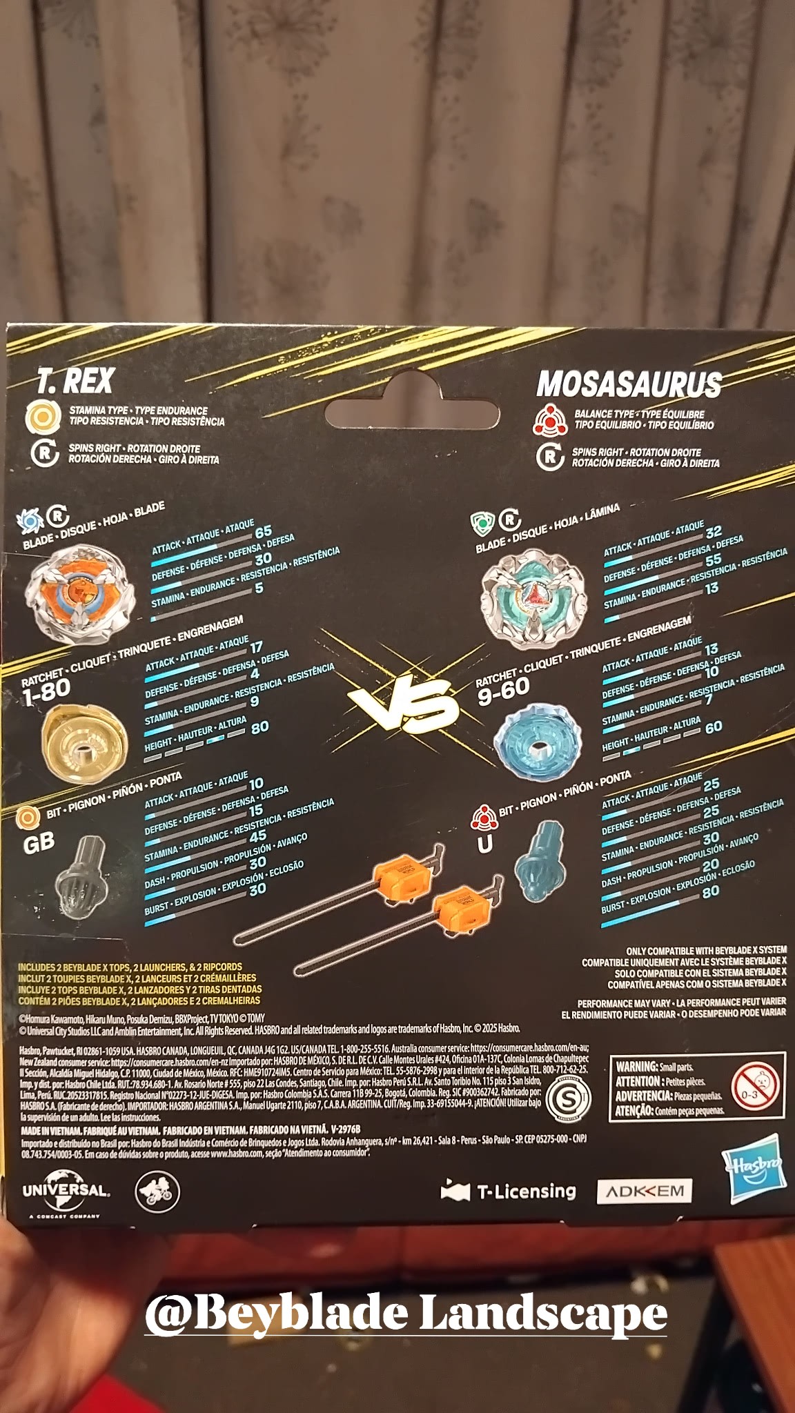 Toupies Avec Pièces Métal Beyblade X Jurassic World Spinosaurus Vs Quetzalcoatlus - Multipack 2 Toupies + 2 Lanceurs, Batailles Épiques