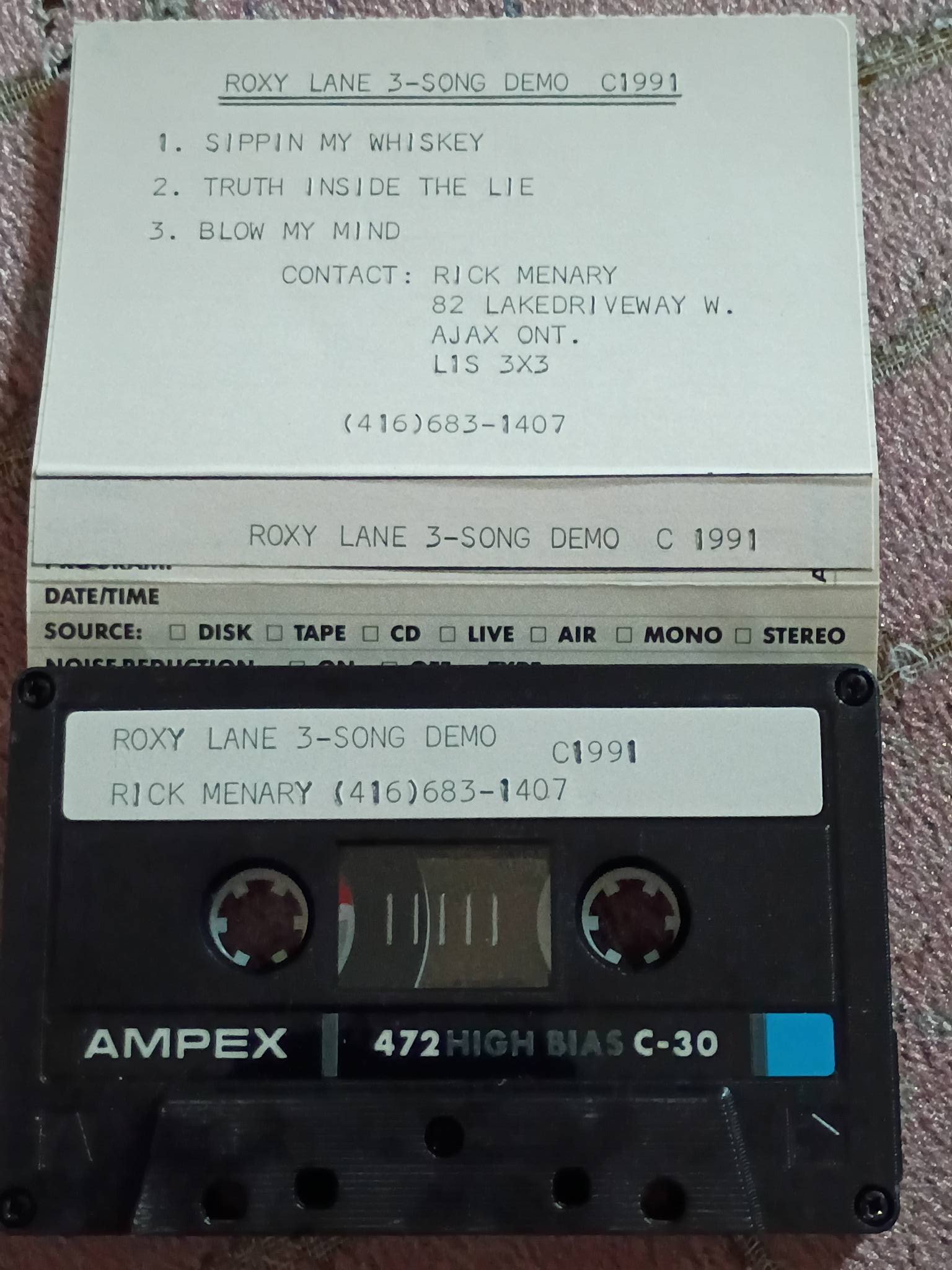 Rare ROXY LANE demo tapes from Toronto, ON, Canada (1989-1992)