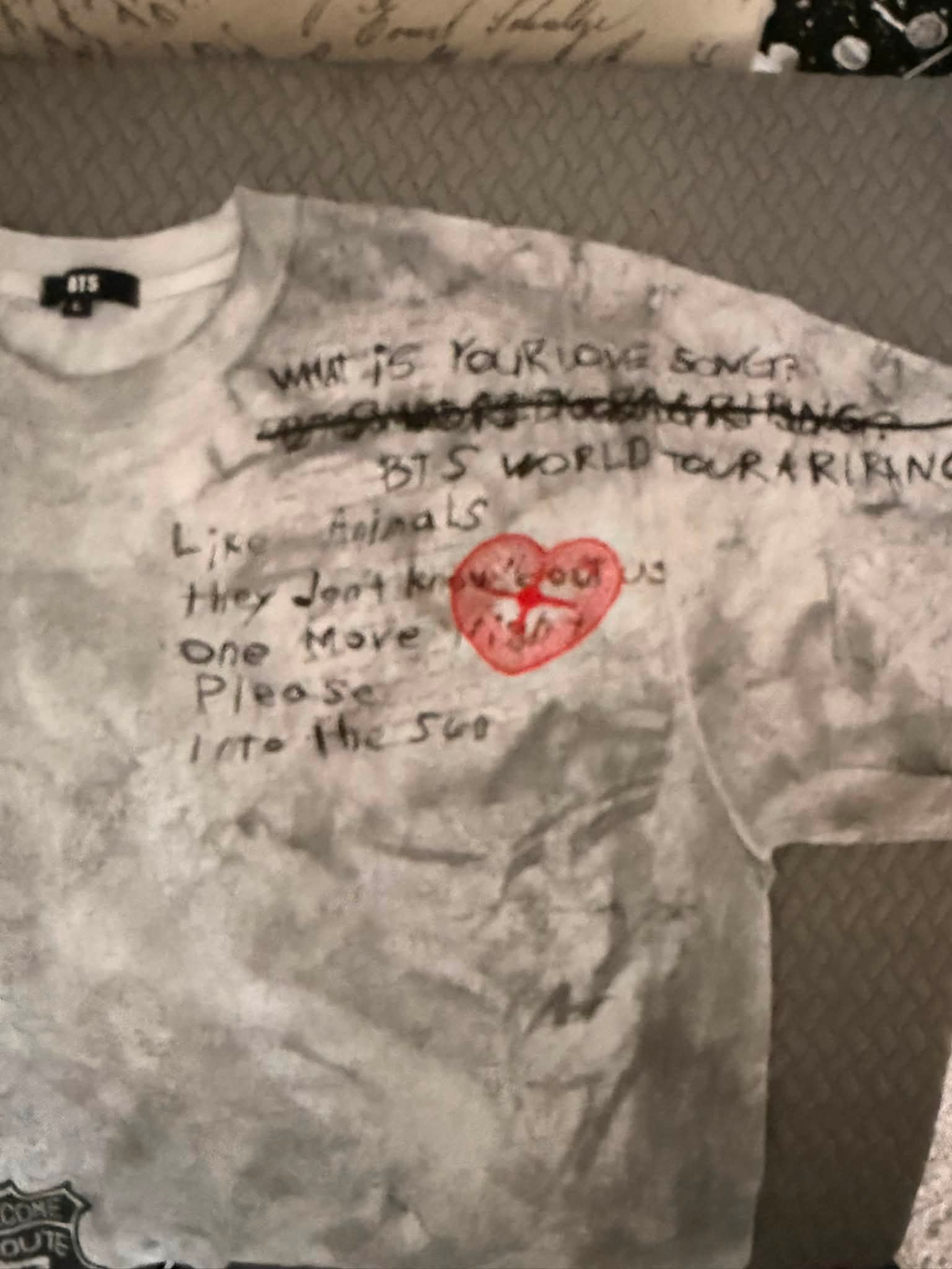 BTS gray t-shirt for sale from Las Vegas pop-up