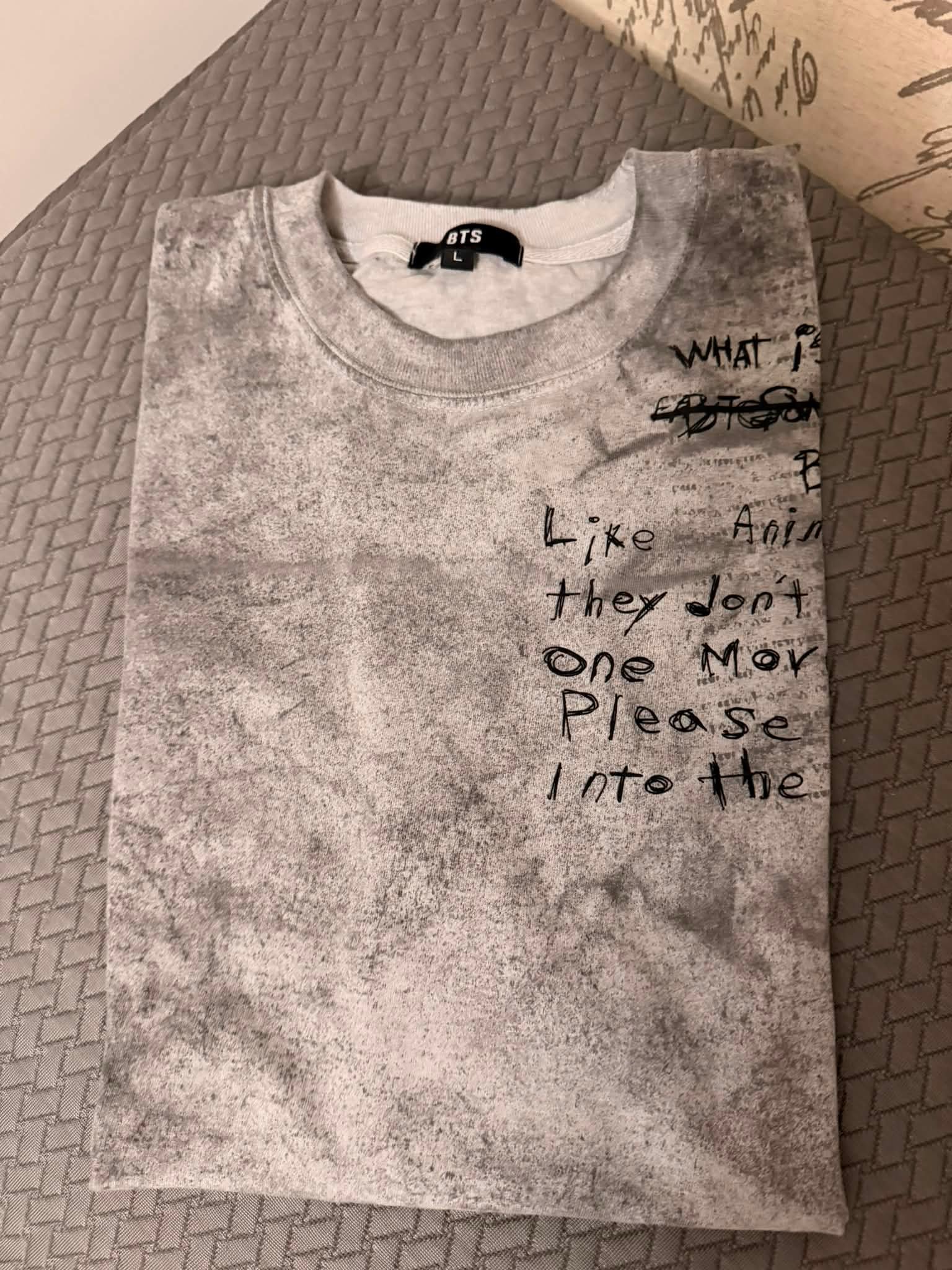 BTS gray t-shirt for sale from Las Vegas pop-up
