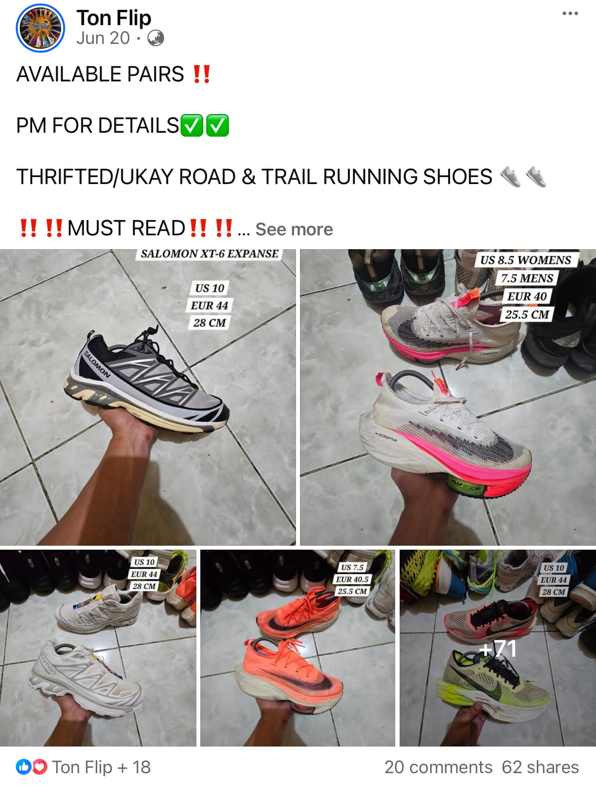 Papa-vouch po if legit seller, planning to buy a Salomon XT6 from him
