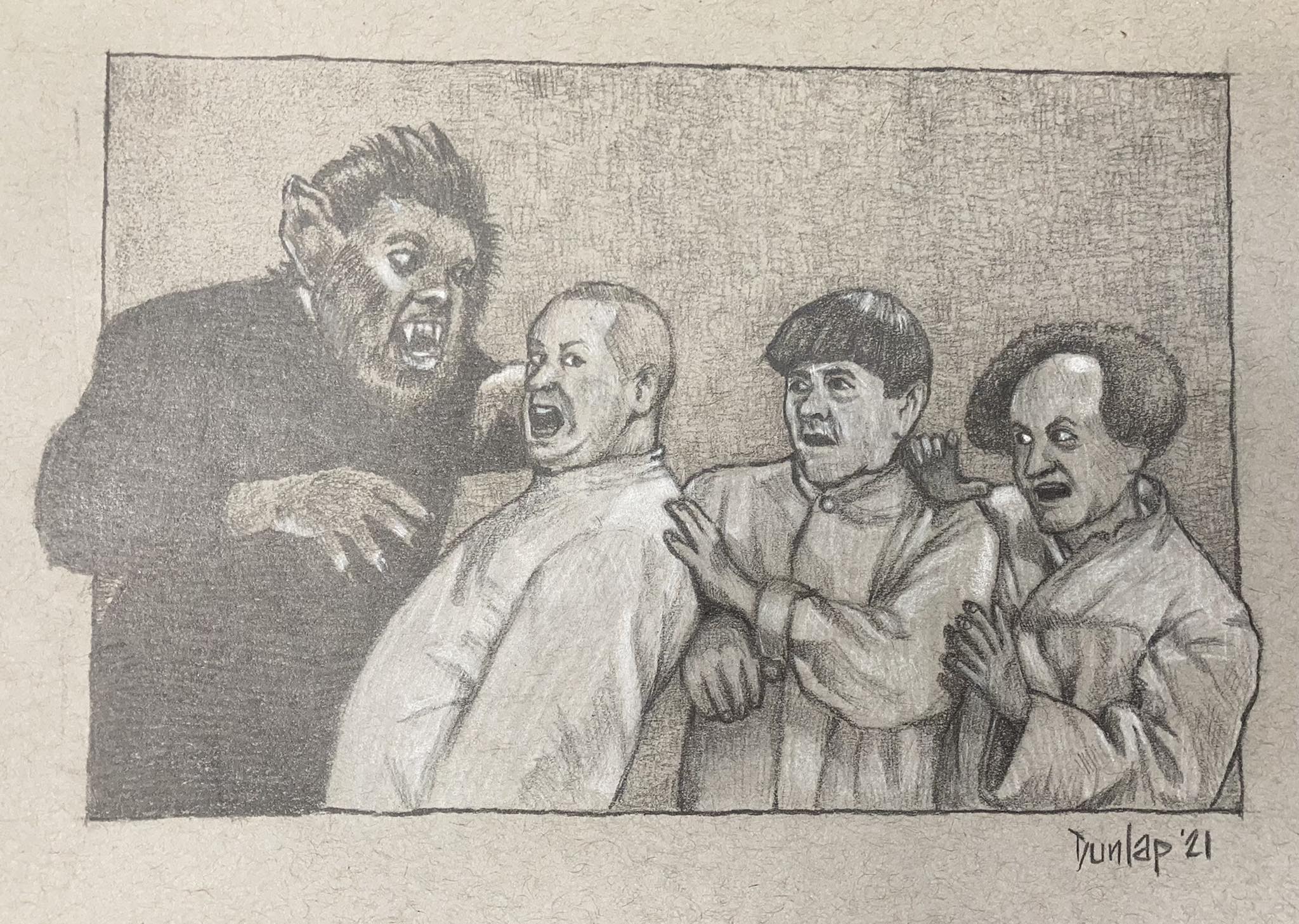 Fun drawing of the Three Stooges in Idle Roomers
