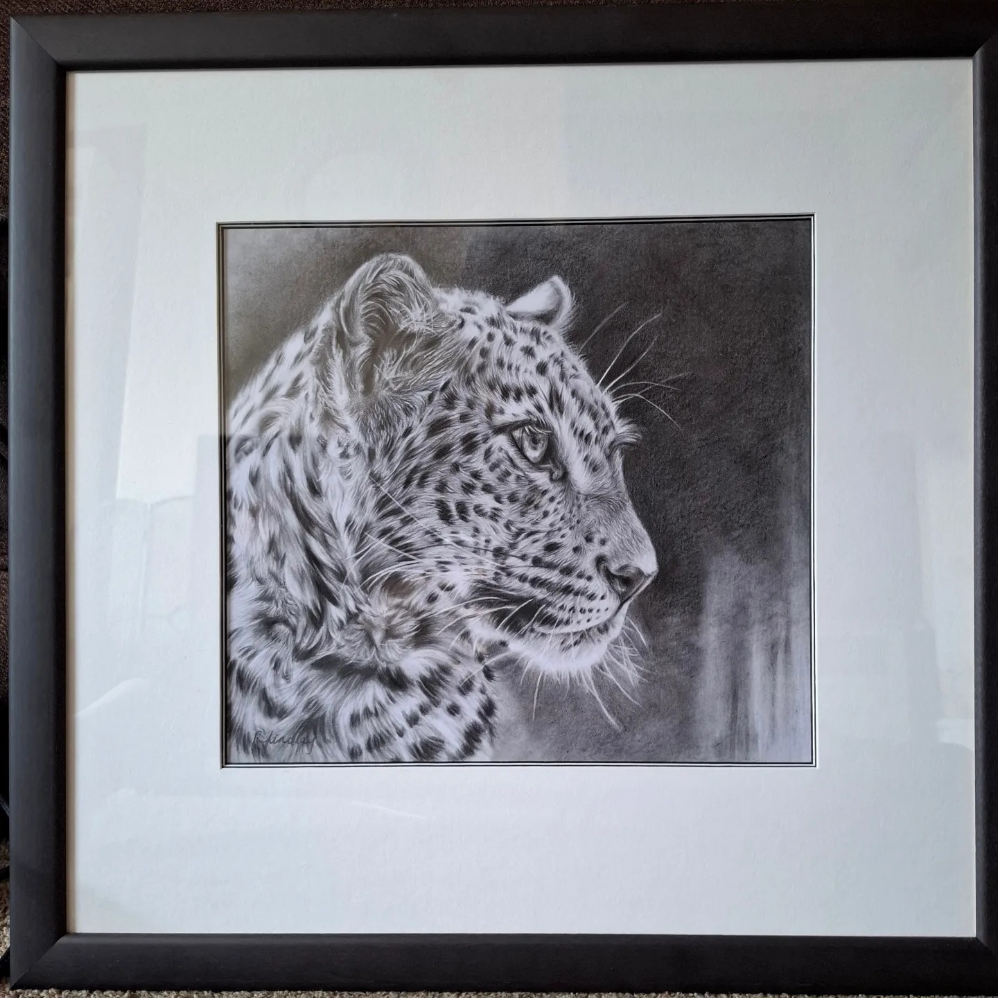 Signed 1976 vintage wildlife artwork by Rabindra featuring two