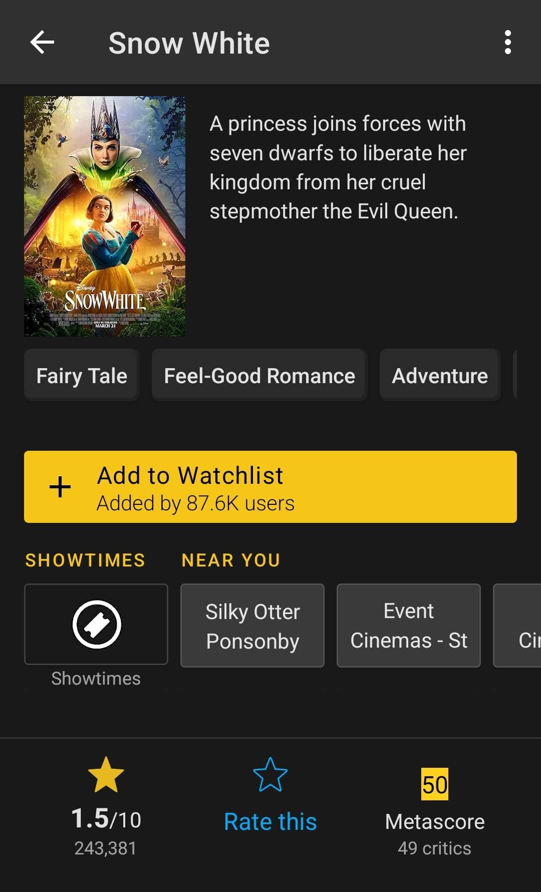 Snow White (2025) somehow has a worse imdb rating than Glenn