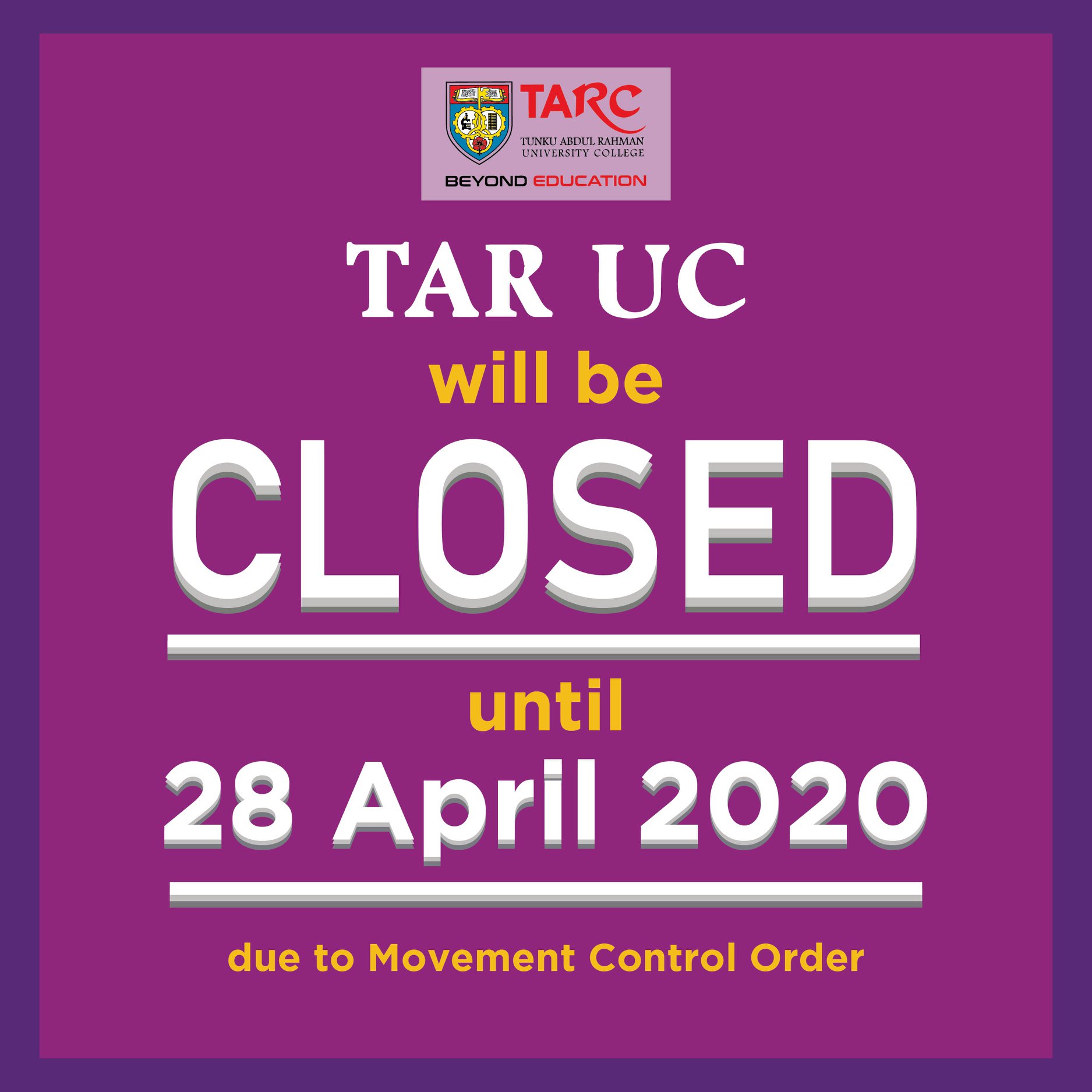 Mco Update Tunku Abdul Rahman University College Facebook