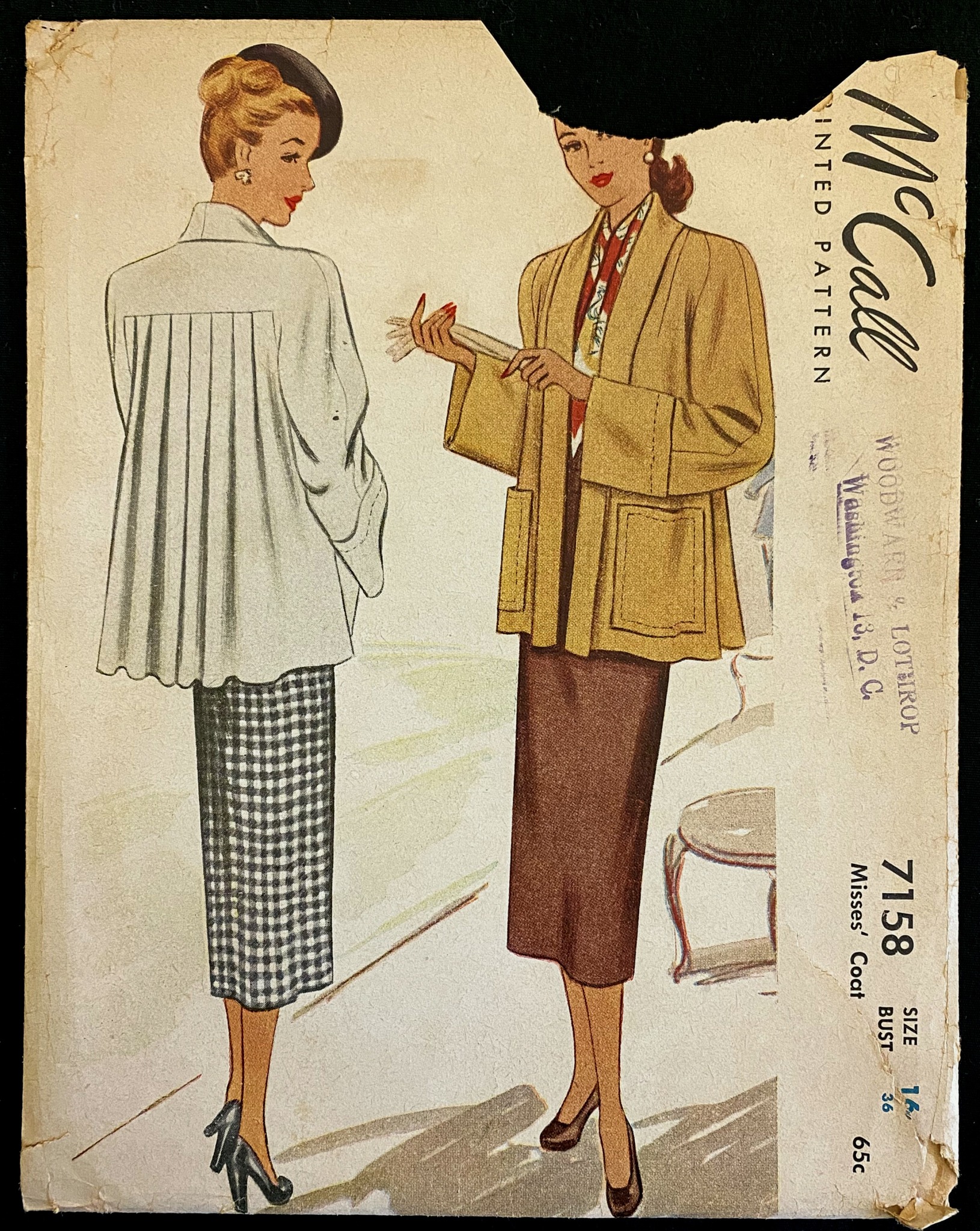 1948 McCall 7158 vintage swing jacket sewing pattern