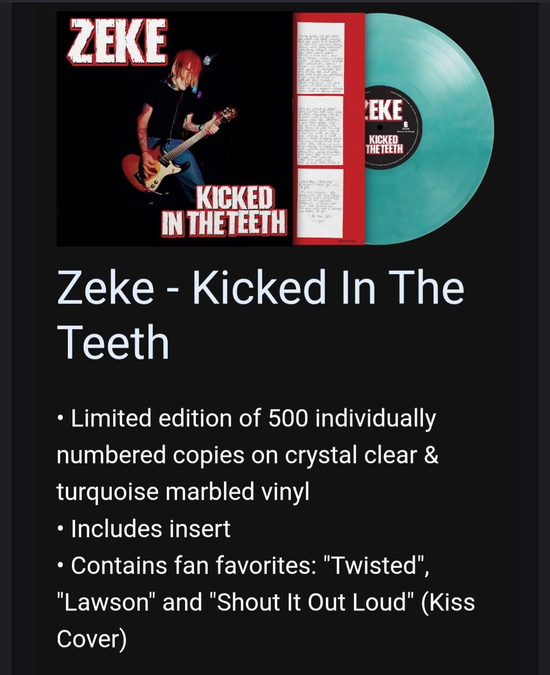 ZEKE Kicked in the Teeth アナログレコード More upcoming MOV