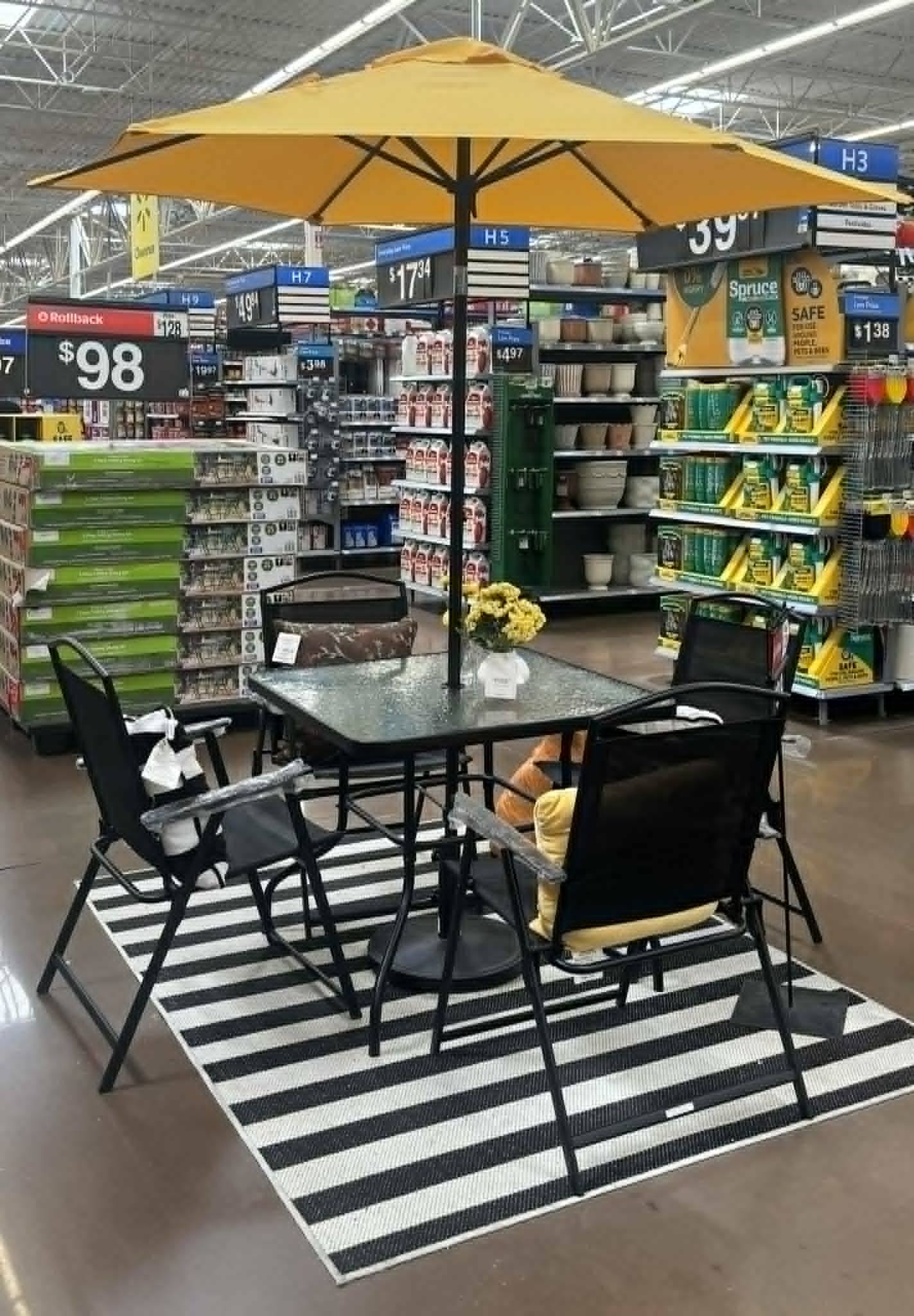 6 piece patio set chairs umbrella table for under 200 Round- 4 Chairs, and The faux wood MAISON ARTS 7 Pieces Outdoor