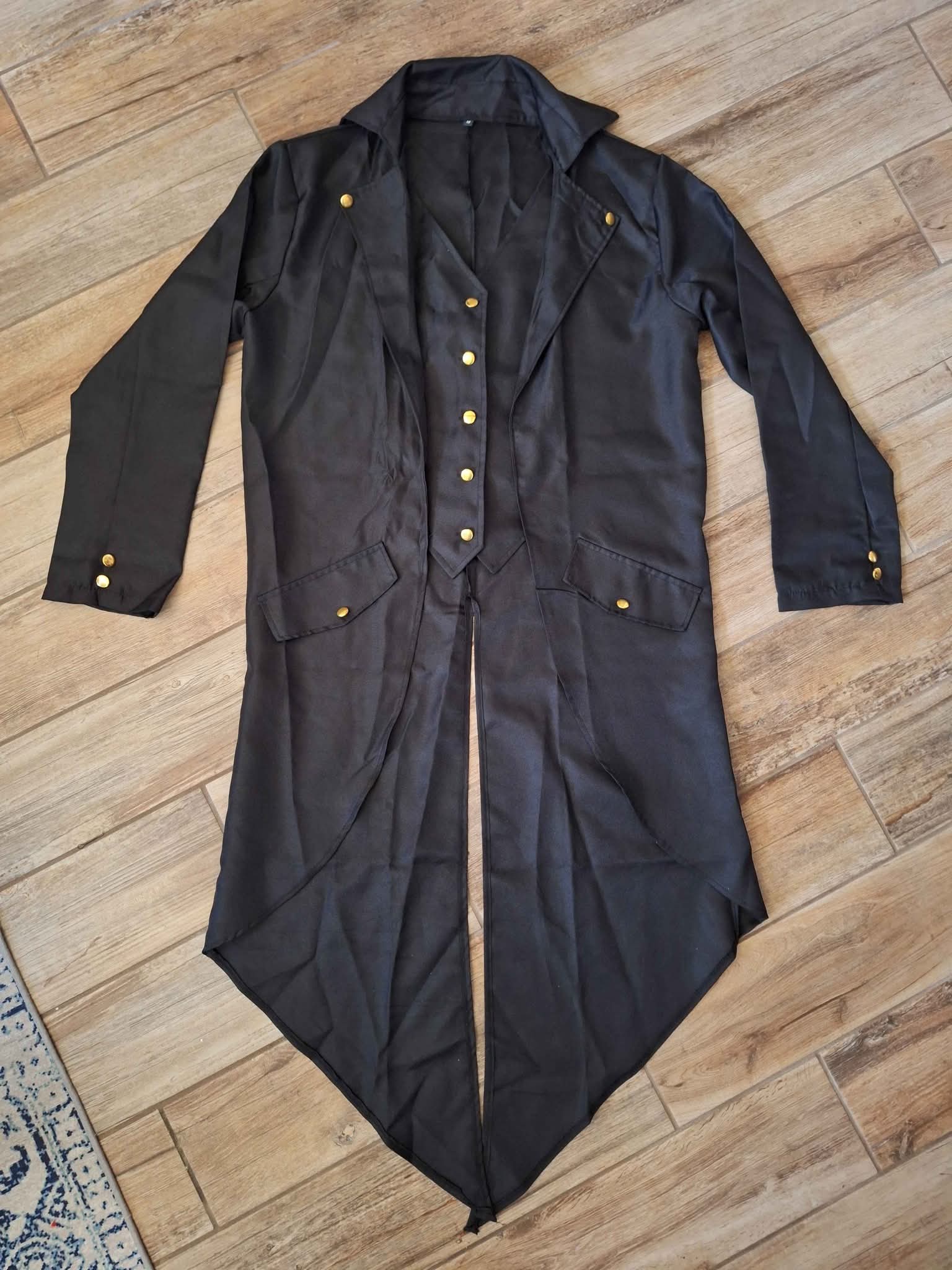 SUPLEAP Women Gothic Lapel Suit Victorian Tailcoat Jackets Steampunk Outfits Medieval Pirate Coat, Black, S