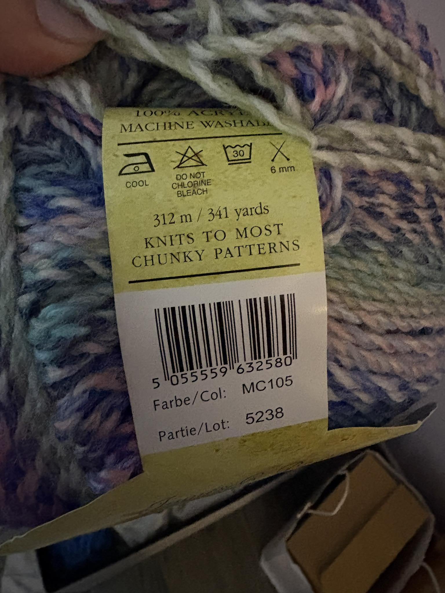 Hi I have 400 gms of James C Brett Marble Chunky . It says to use 