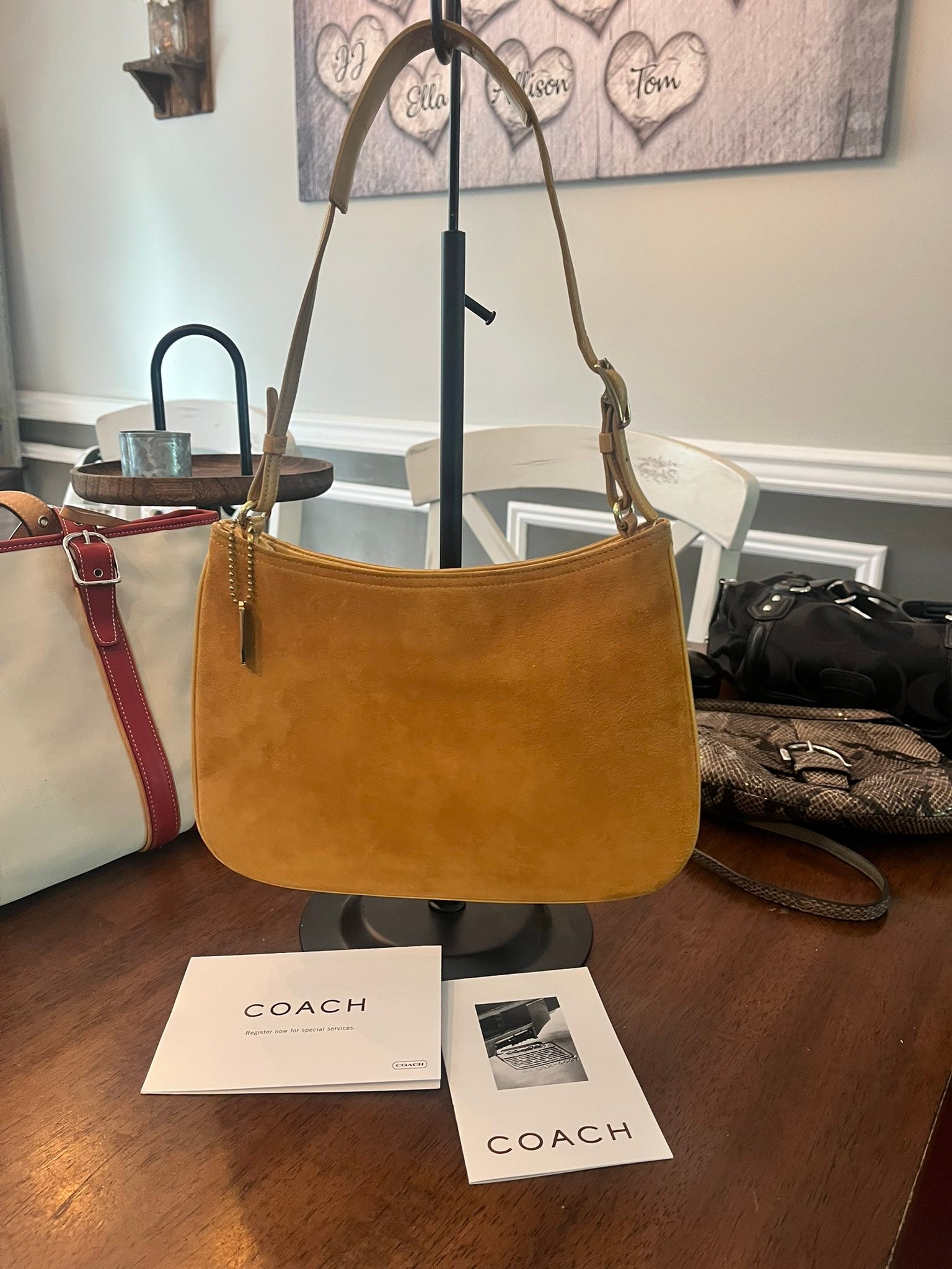 vintage coach old suède tote bag turn