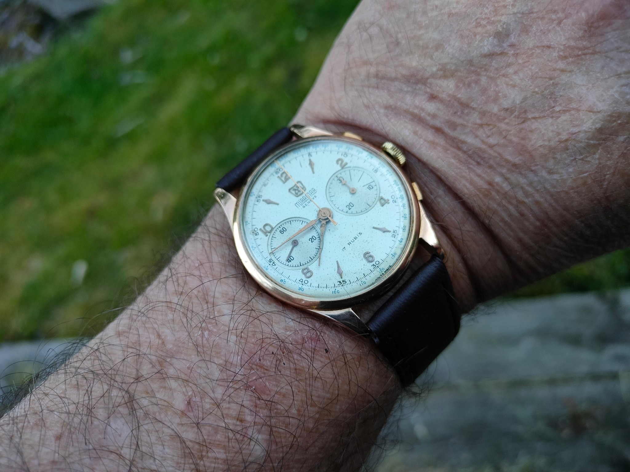 My Norexa chronograph, Swiss made, from the 1950s. It has a