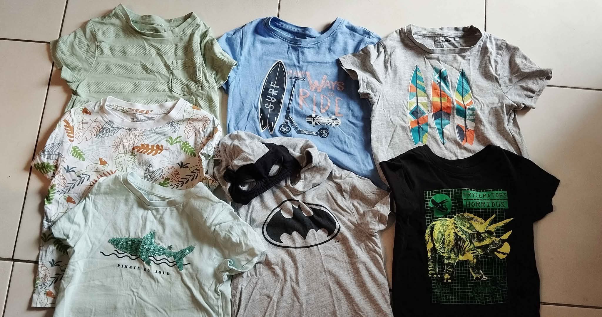 Lot De 7 T-shirts Manches Courtes Garçon Taille 5 Ans - Occasion Très Bon état - Couleur Bleue