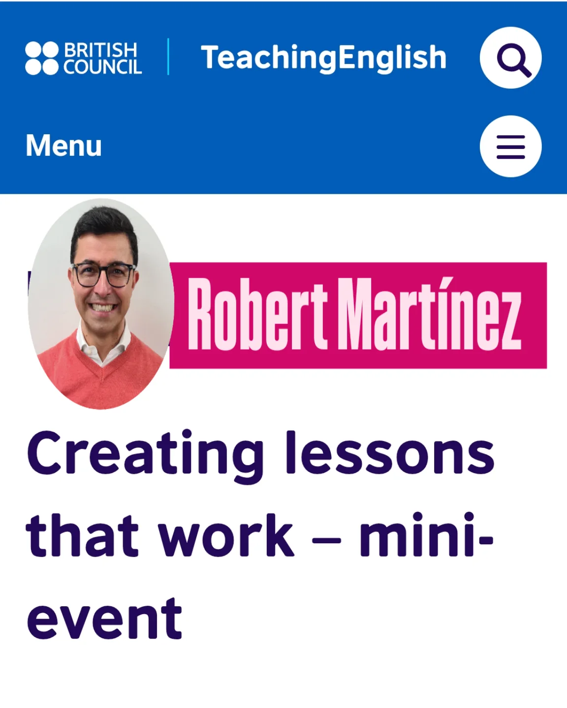 Robert - And this Thu morning I'll be speaking at the British Council ...