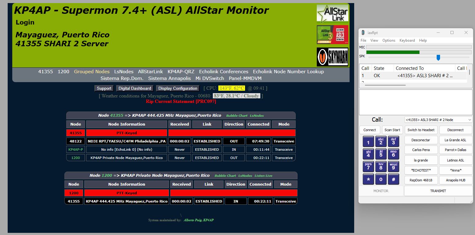 RoIP Experimental | Allstarlink 3 HUB Server running Supermon 7.4 and ...