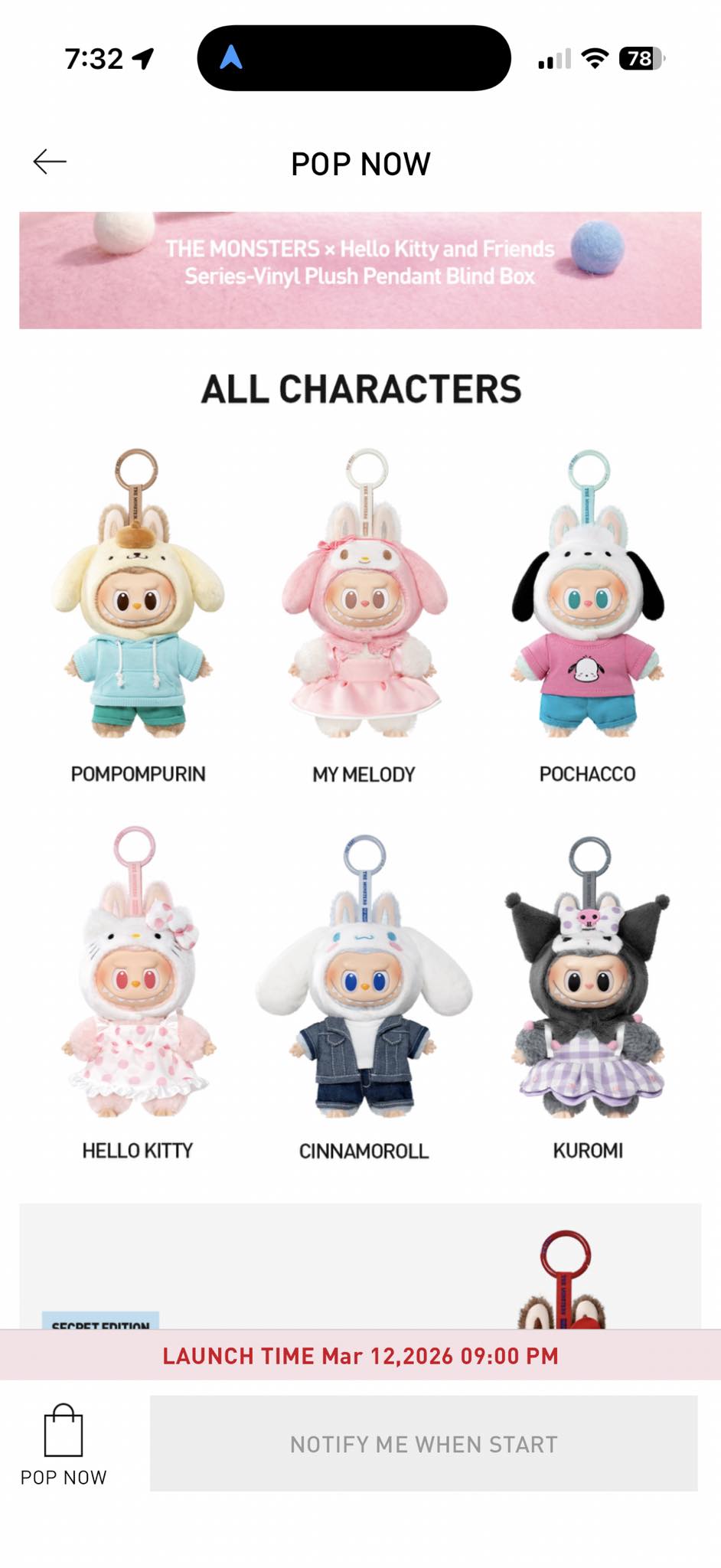 THE MONSTERS × @hellokitty AND FRIENDS SERIES VINYL PLUSH PENDANT