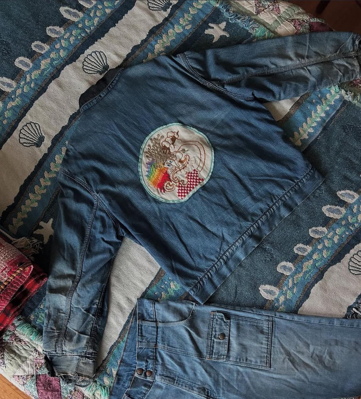 Vintage 1960s Sears denim jacket with Ice Cream Kid patch