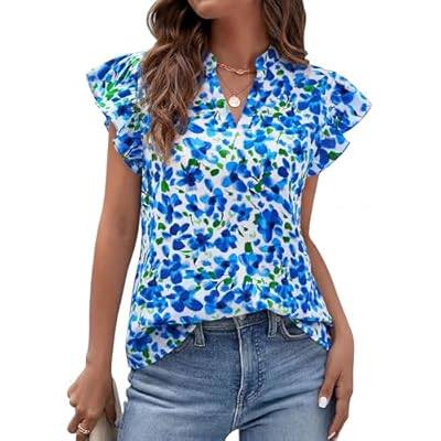 Zenlonr Women's Ruffle Cap Sleeve Floral Blouse, now $14 w/code