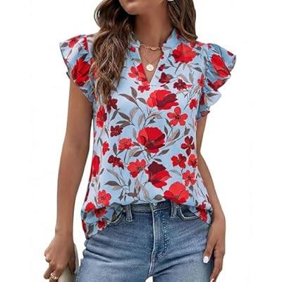 Zenlonr Women's Ruffle Cap Sleeve Floral Blouse, now $14 w/code