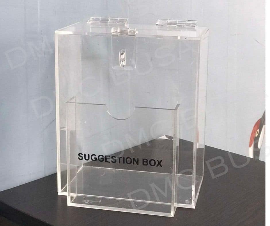 Custom acrylic suggestion box for... - DMC Busa Printshoppe
