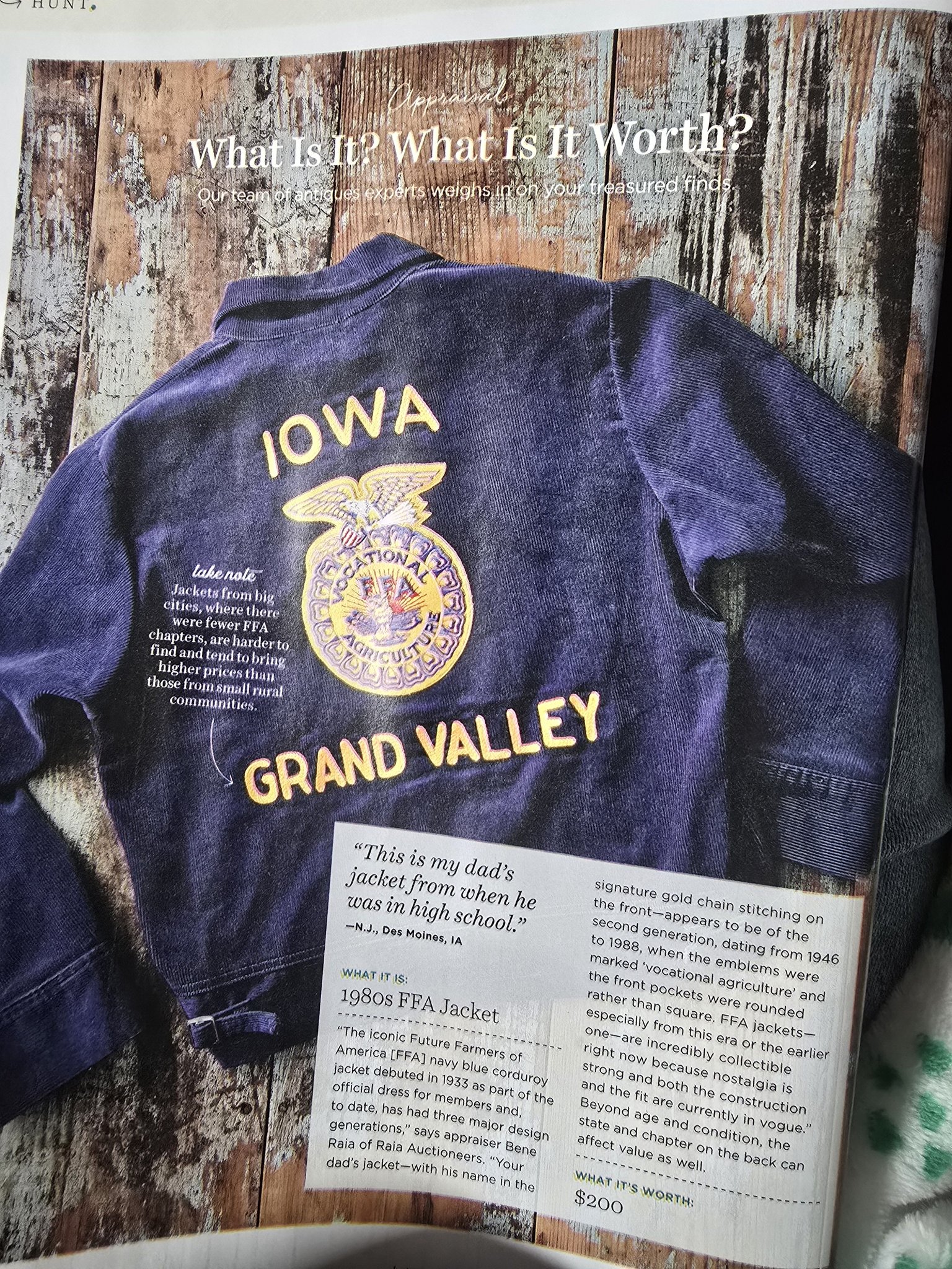 Article about FFA jackets in Country Living magazine