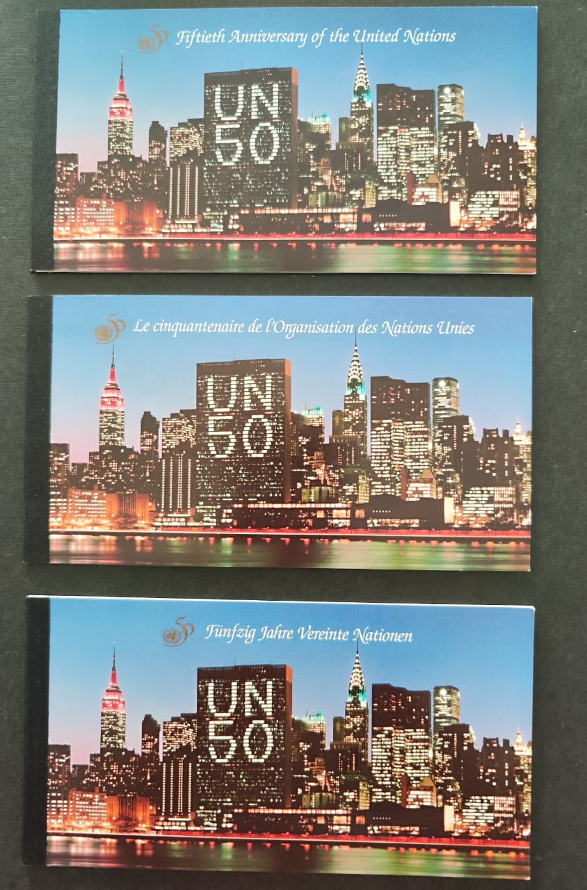 United Nations 1995 stamp collection from New York, Geneva, and Vienna