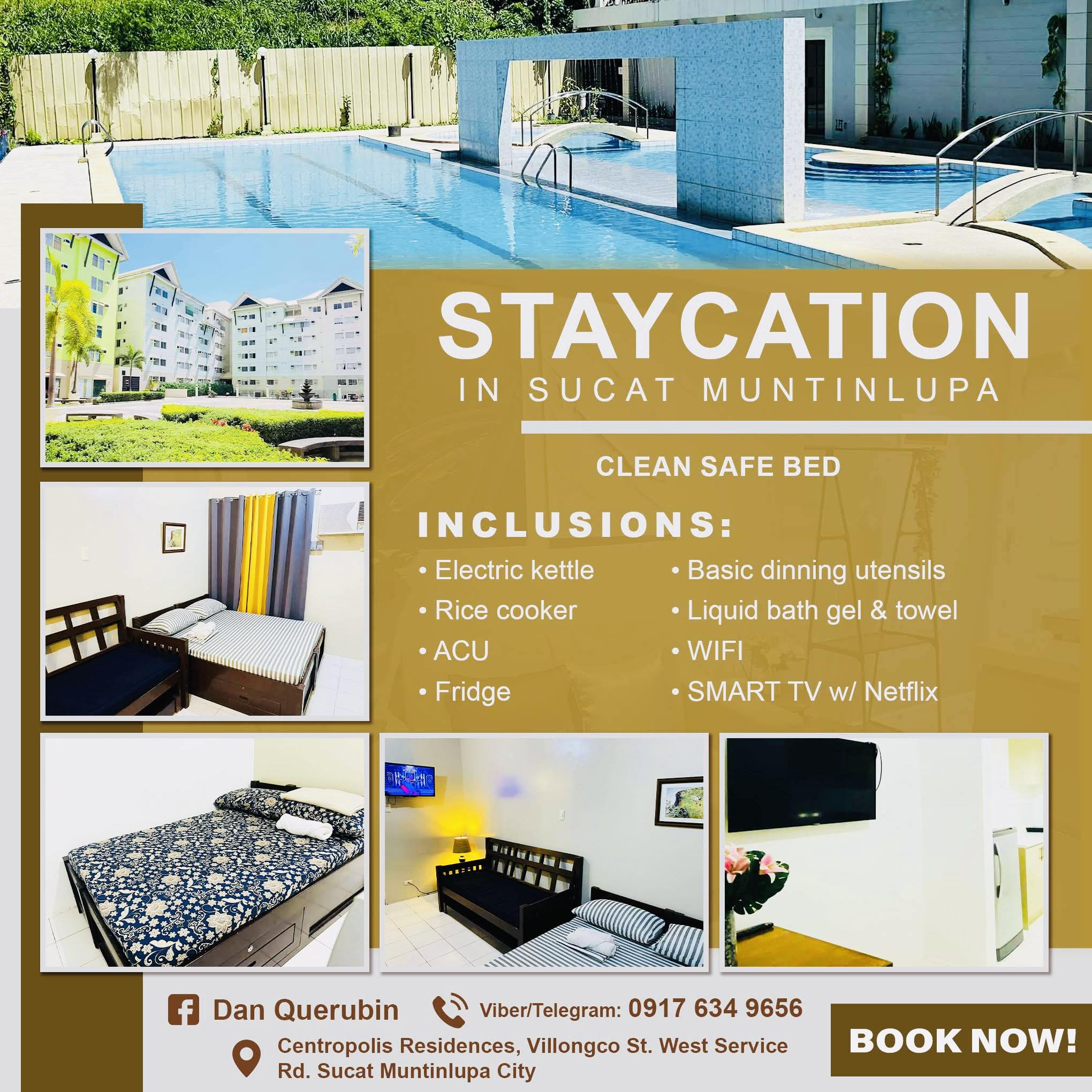 Staycation Metro Manila | 🌞🍿📺 🌊Staycation @ Clean Safe Bed now with ...
