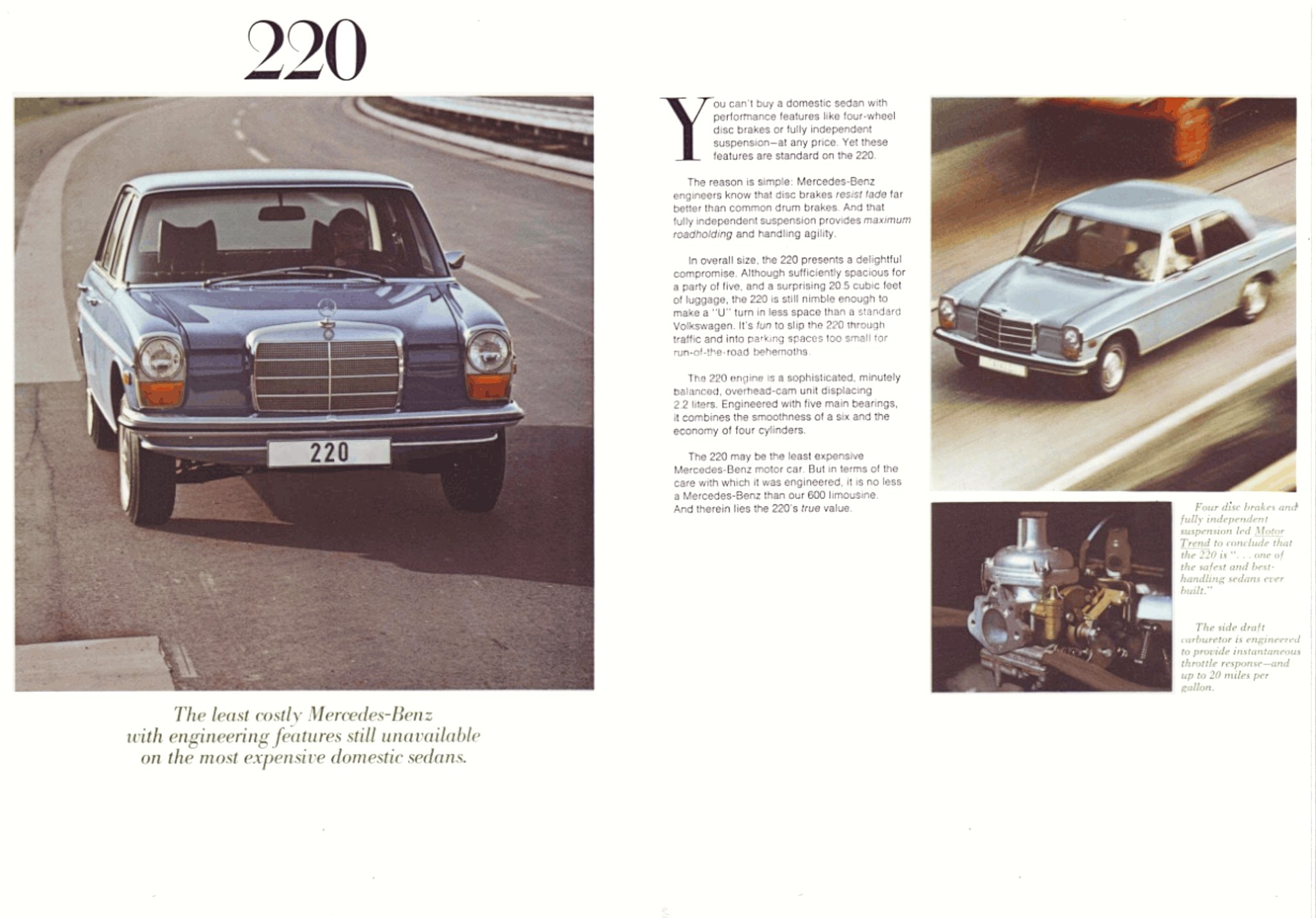 1971 Mercedes-Benz W114 and W115 Passenger Cars Brochure. USA.