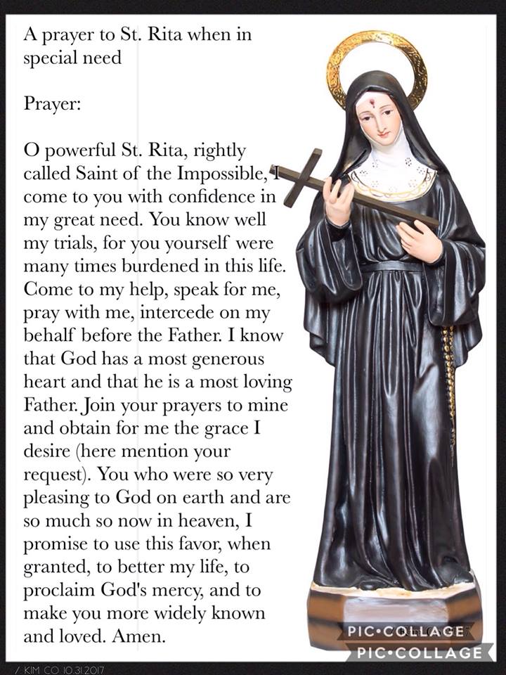 St. Rita (Saint of the impossible) devotional group | Requesting ...