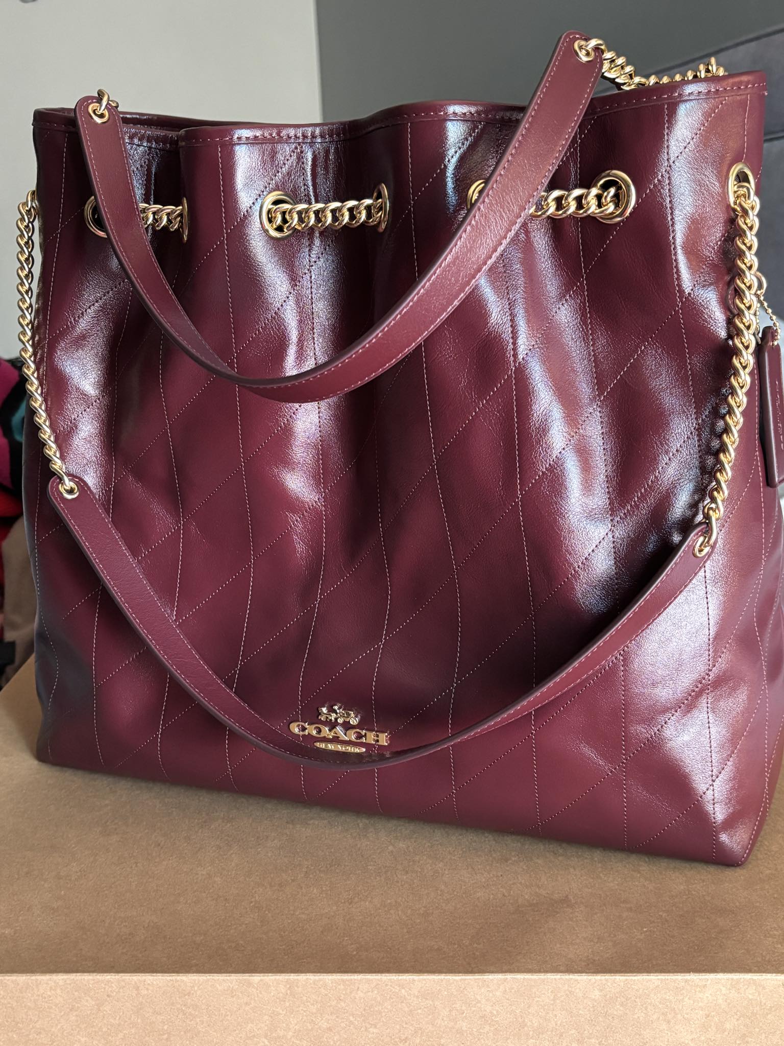 Navy bucket bag obsession in the Coach Circle
