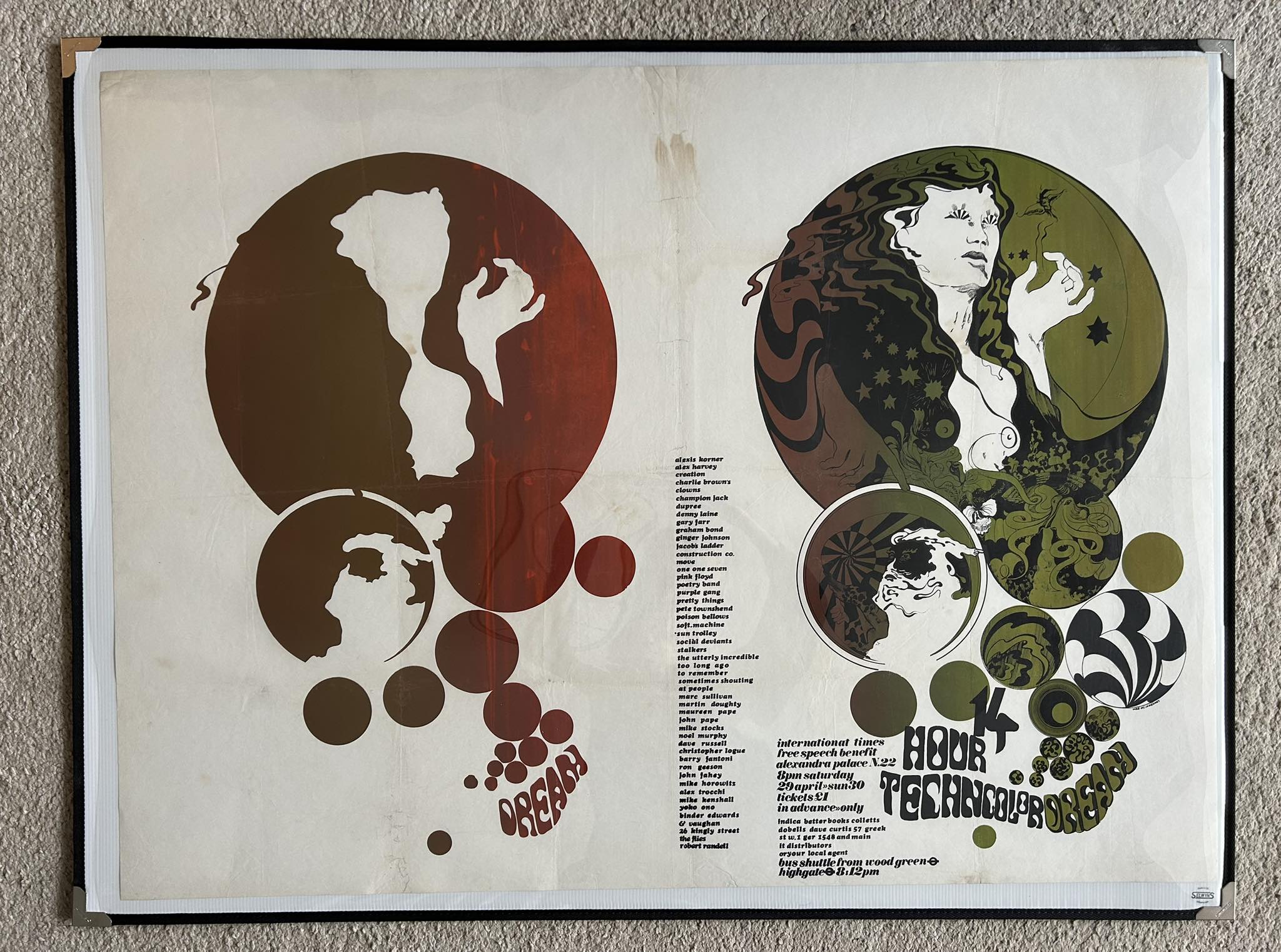 Rare 1967 Pink Floyd Technicolor Dream poster by Mike McInnerney