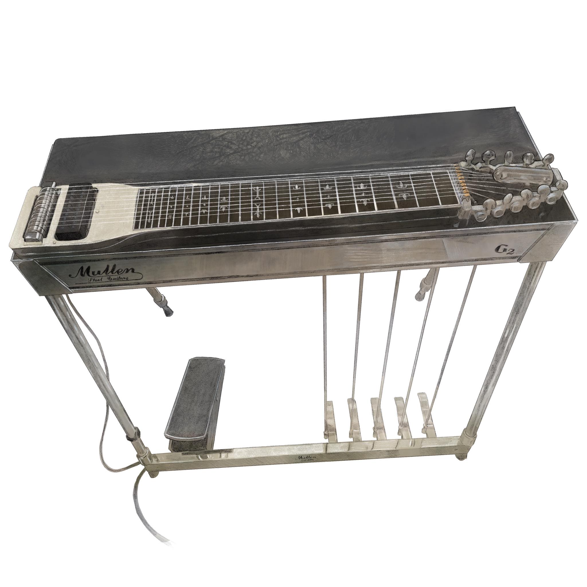 Chromed out Mullen G2 SD10 pedal steel drawing