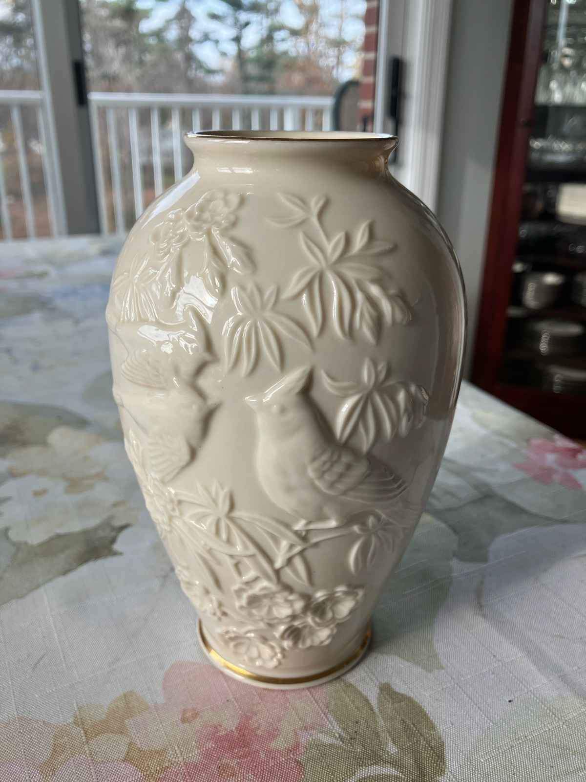 Lenox Acanthus Vase with Glass Insert. This has a Pierced or