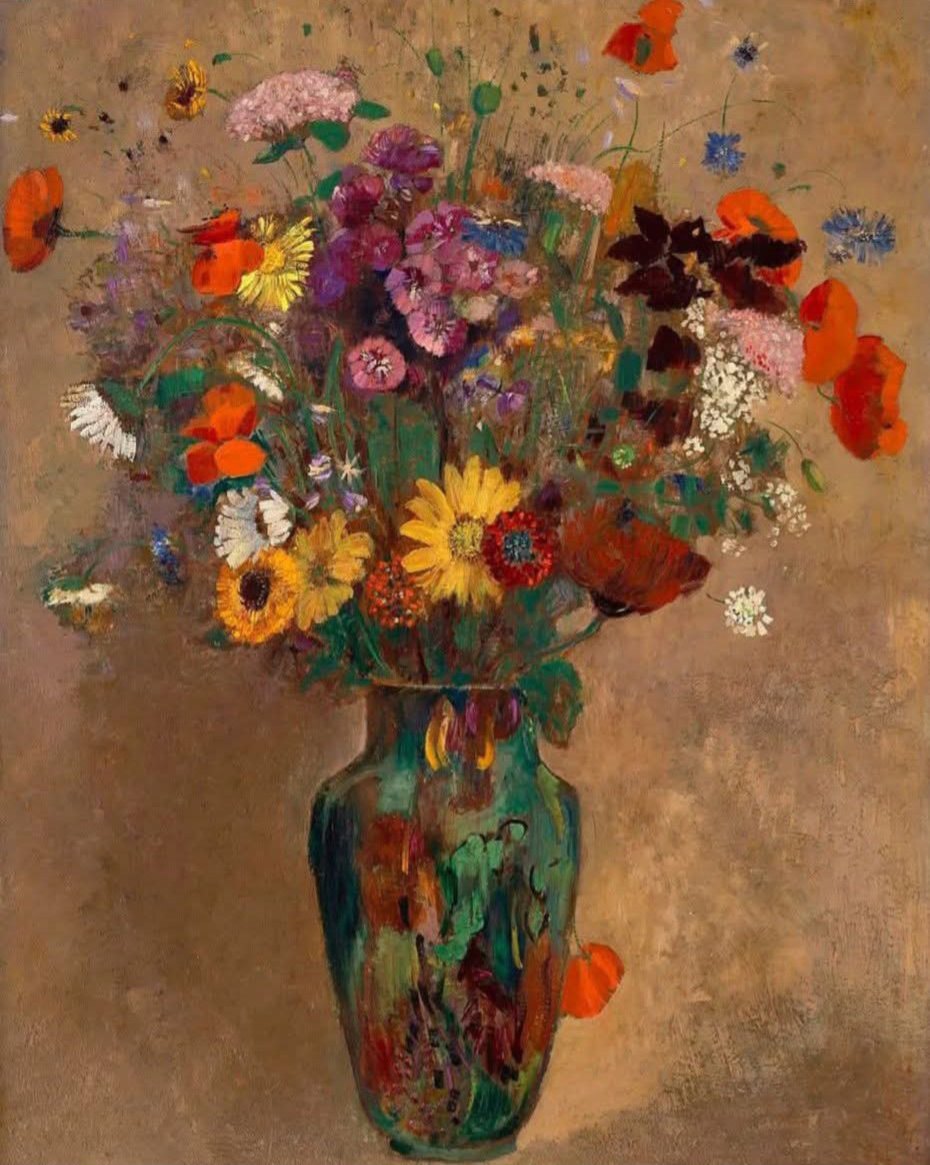 Redon、FLEURS DANS UN VASE BRUN、希少画集画 Redon、FLEURS DANS UN