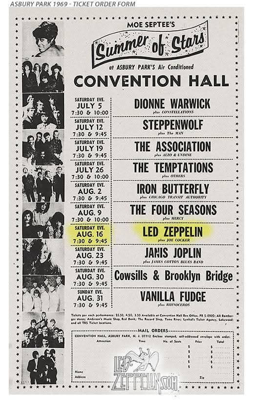Led Zeppelin played at Asbury Park's Convention Hall in 1969